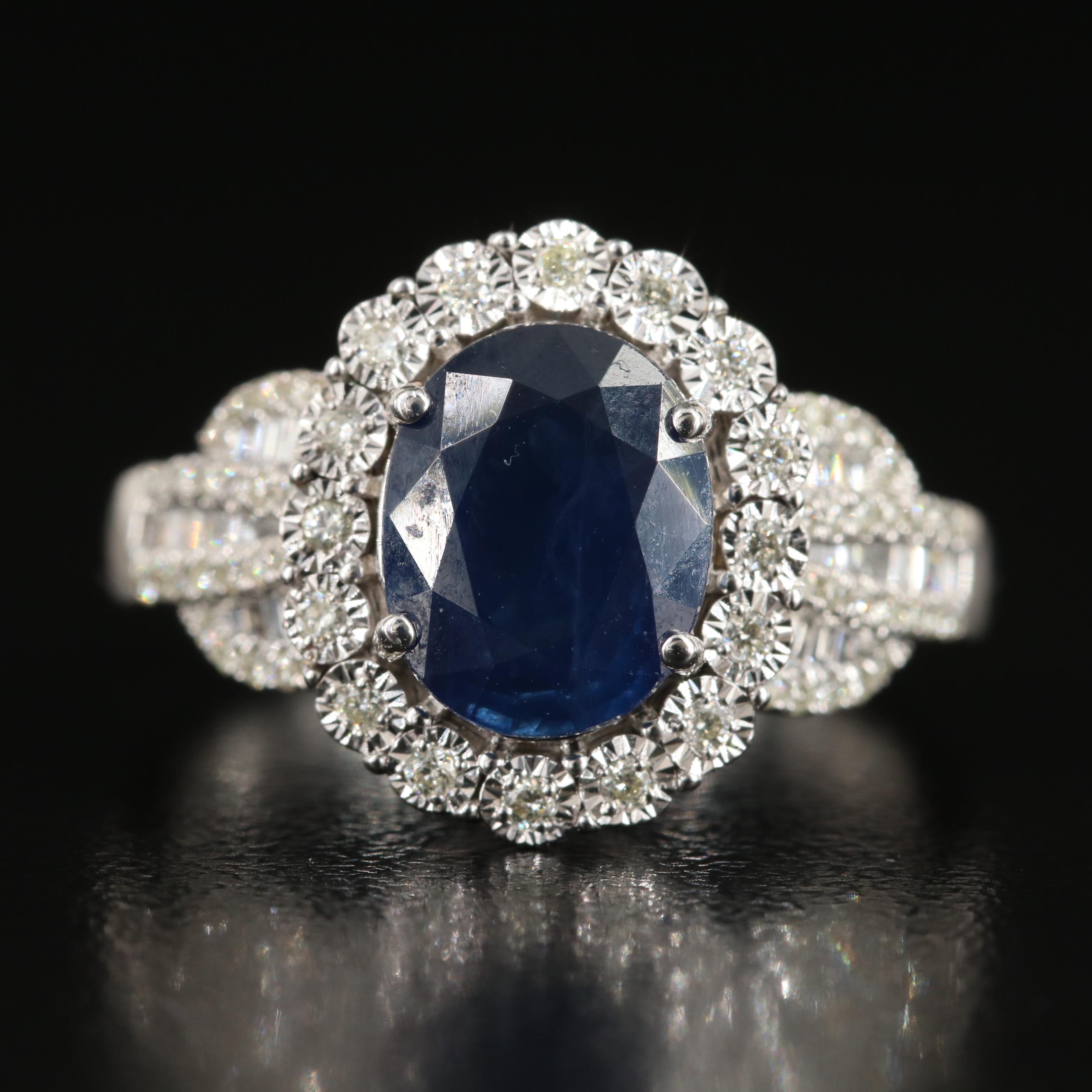 EFFY 14K 1.90 CT Sapphire and Diamond Ring