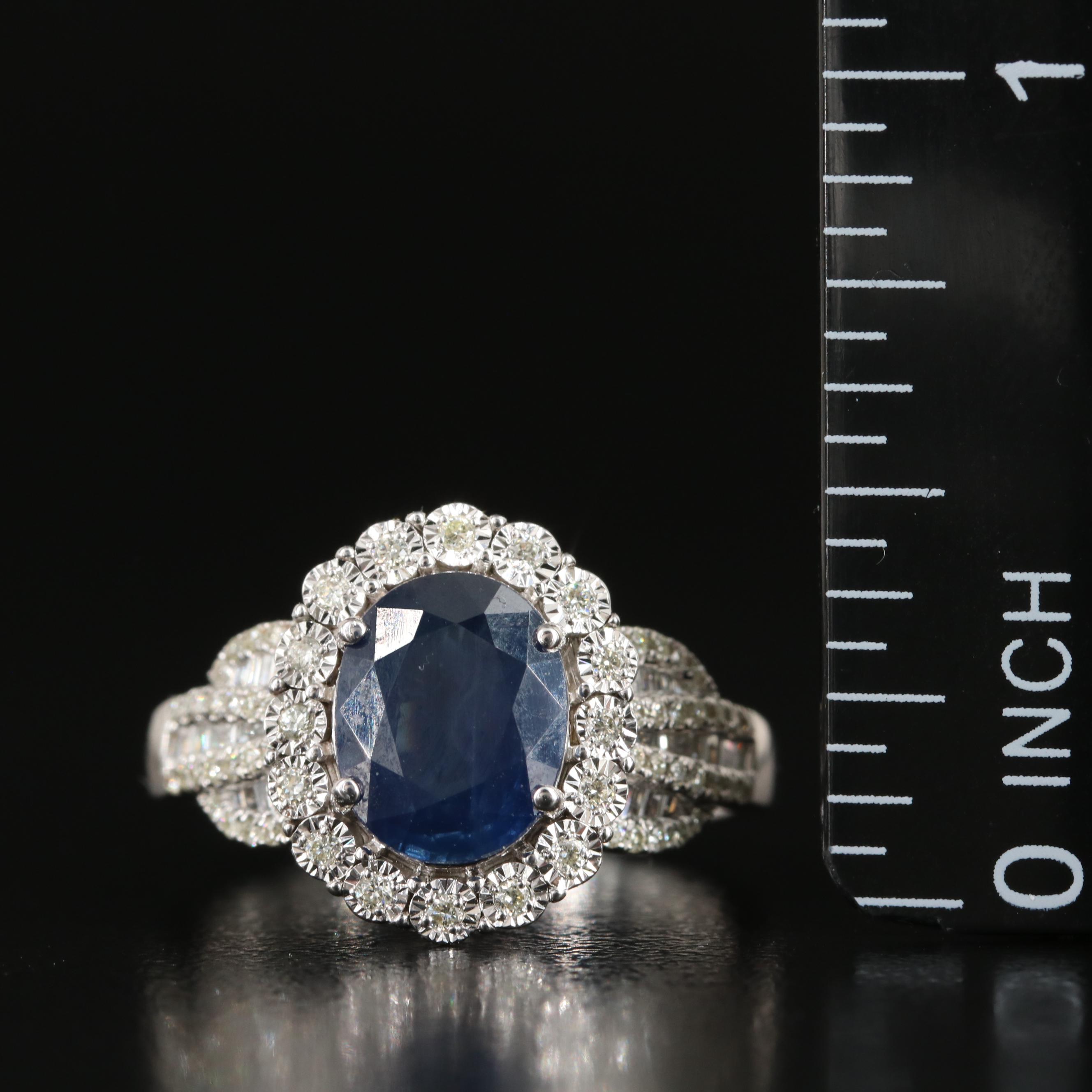 EFFY 14K 1.90 CT Sapphire and Diamond Ring
