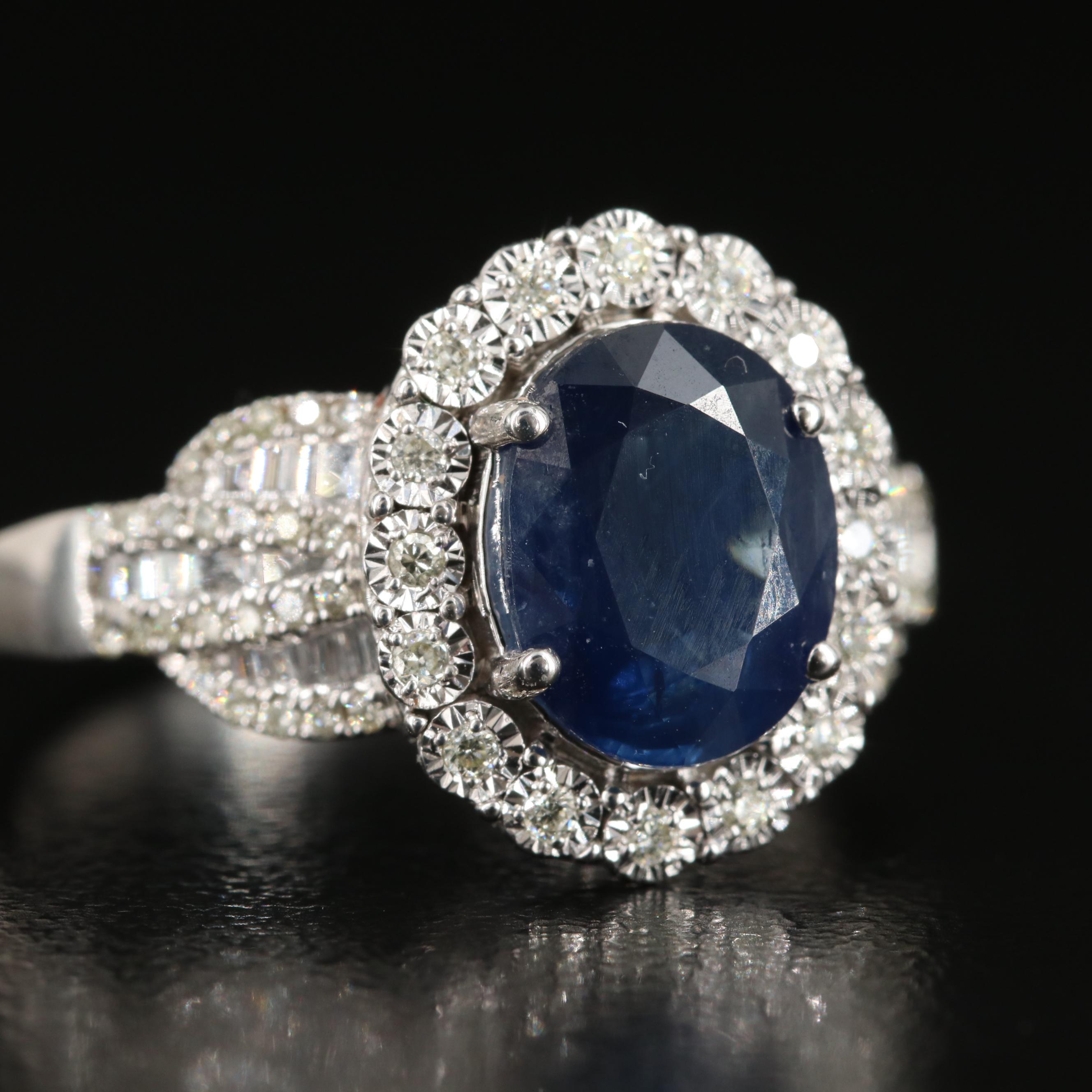 EFFY 14K 1.90 CT Sapphire and Diamond Ring