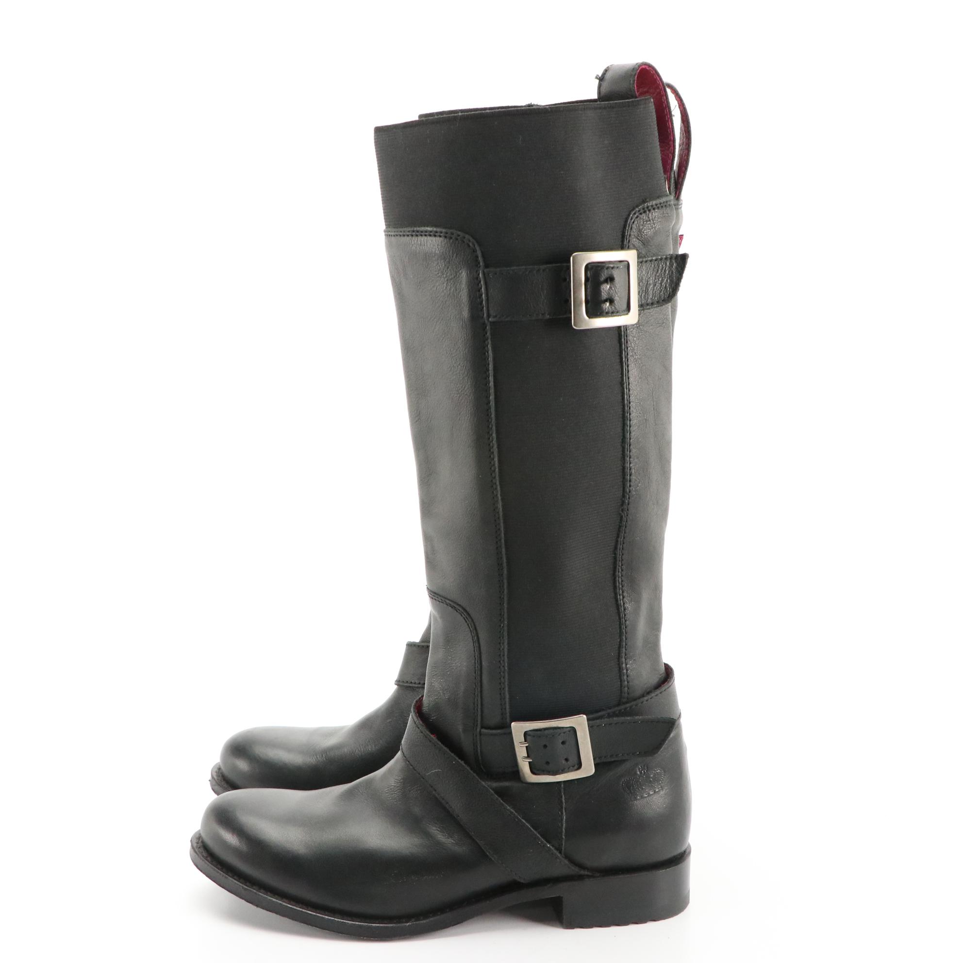 Juicy Couture Leather Harness Boots and Faux Fur Wedge Boots