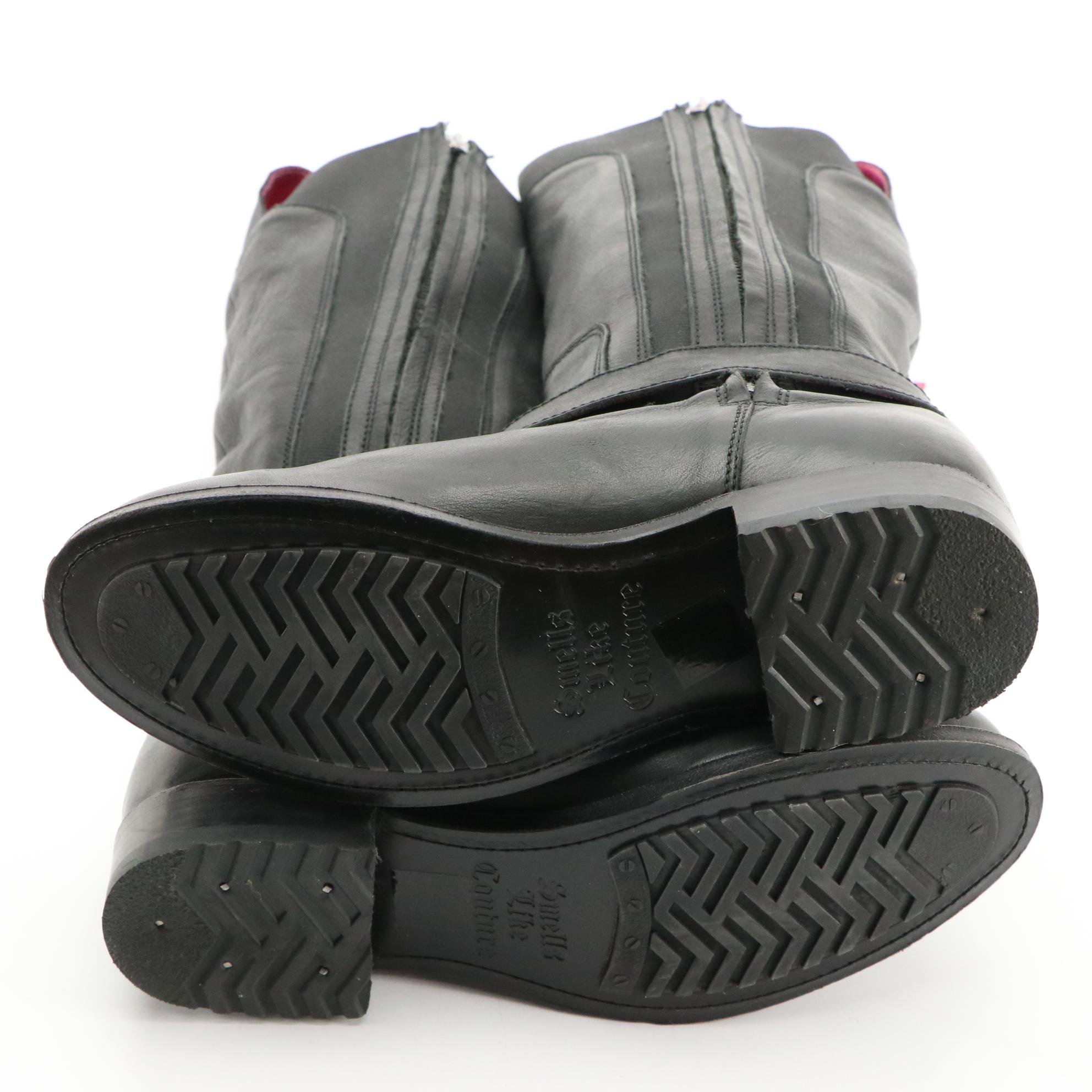 Juicy Couture Leather Harness Boots and Faux Fur Wedge Boots