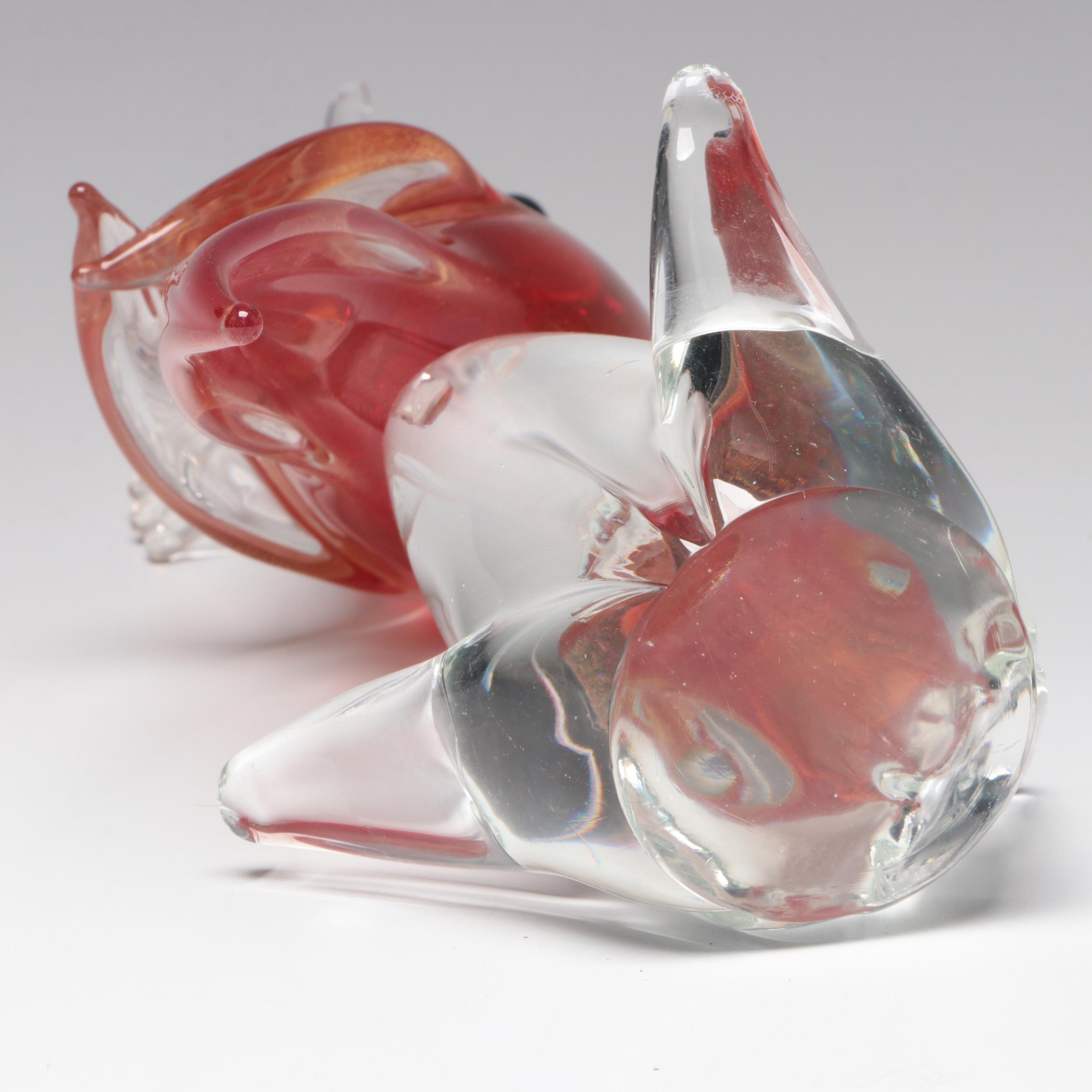 Formia Murano Gold Flake Crested Cockatoo Glass Figurine