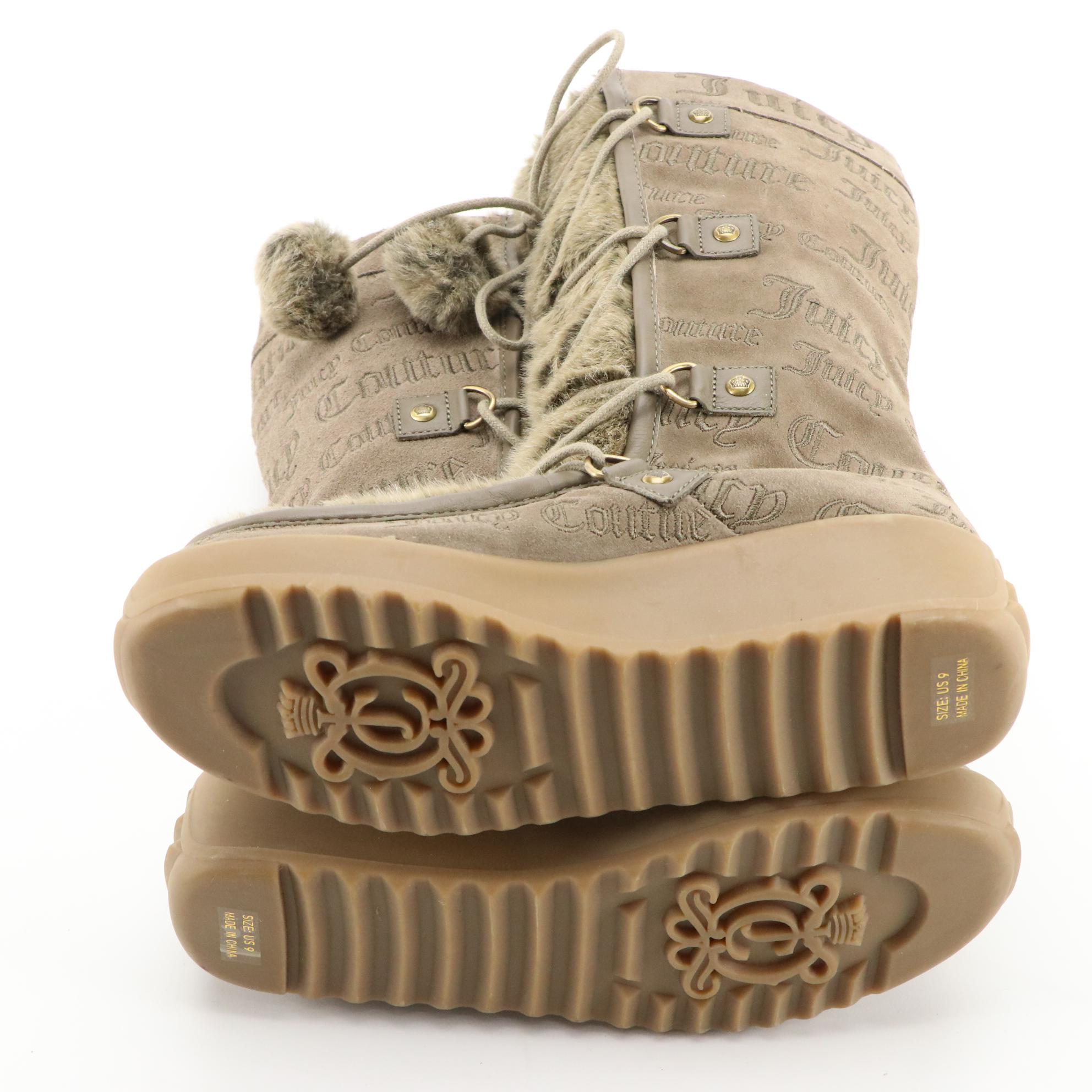 Juicy Couture Leather Harness Boots and Faux Fur Wedge Boots