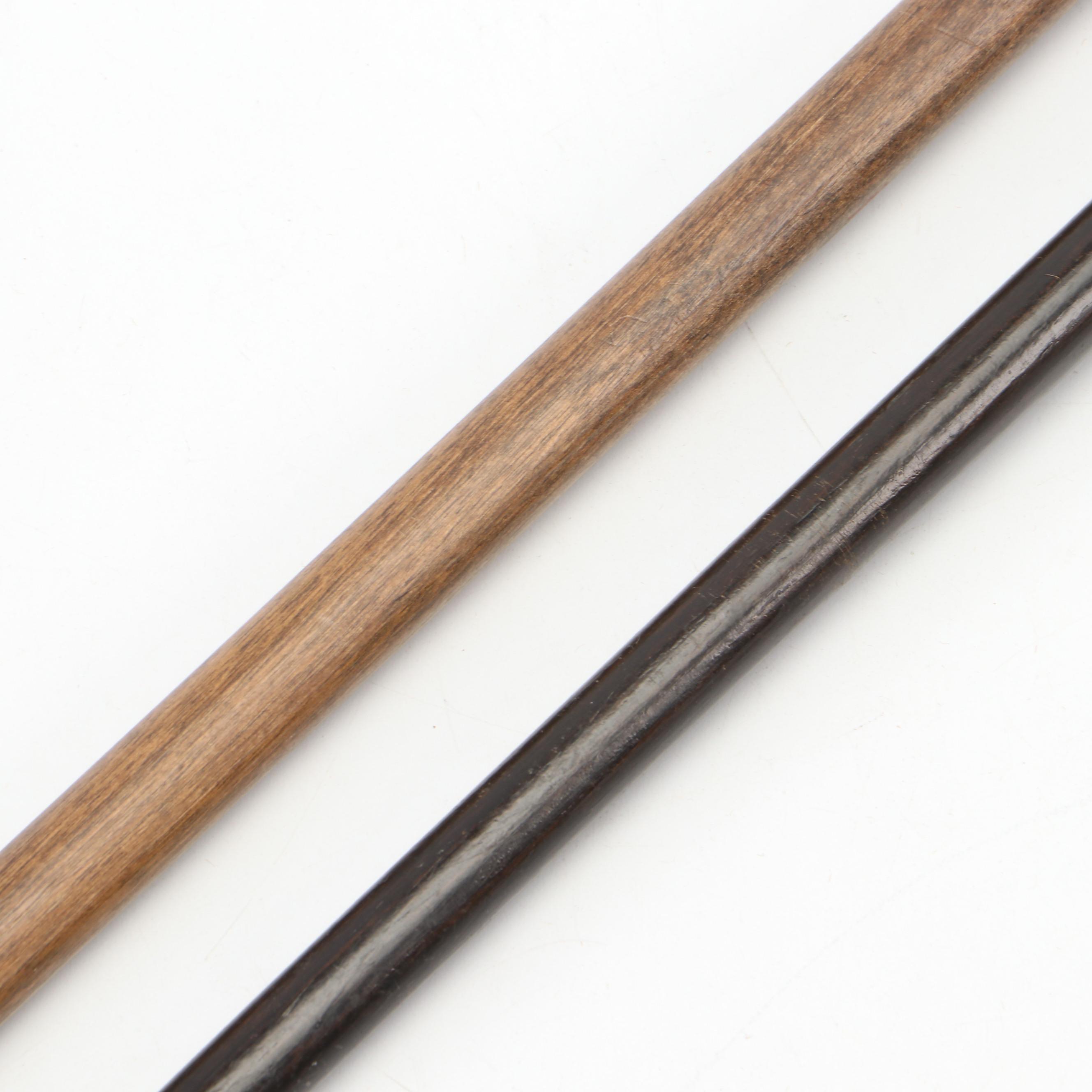 Late Victorian Canes with Gold-Plated Knob and Ferrule