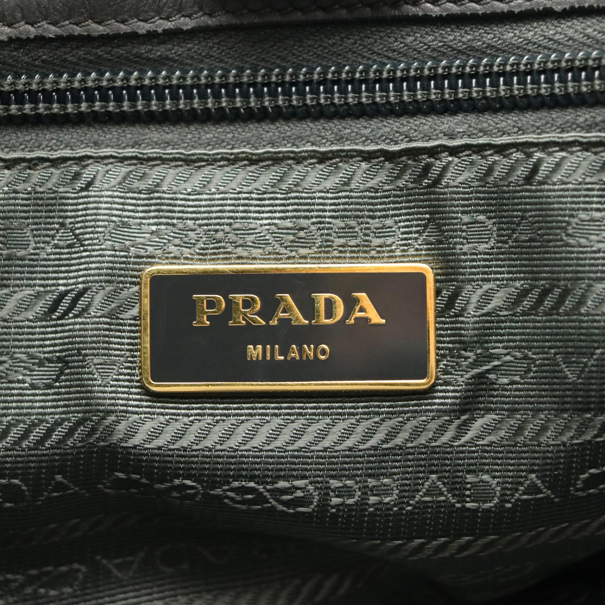 Prada Ribbon 2Way Tessuto Satchel in Gray Nylon and Leather