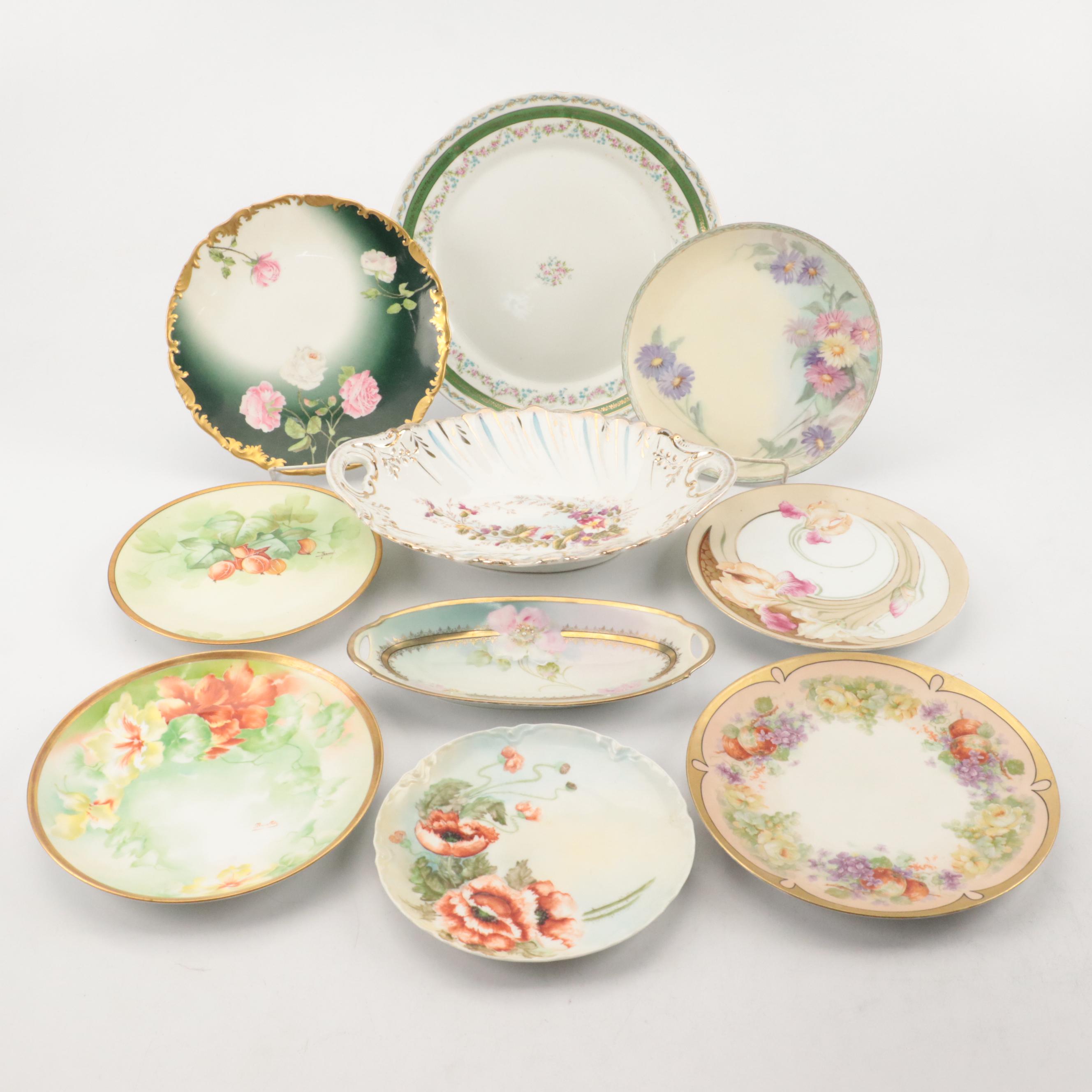 German Porcelain Hand-Painted Dish, Late 19th/ Early 20th Century