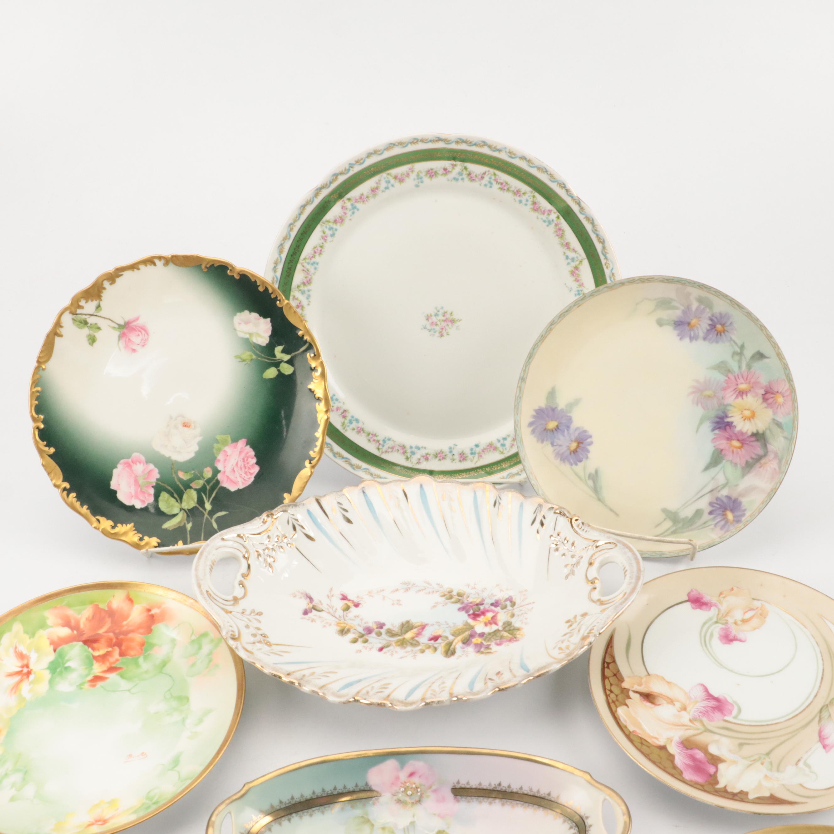 German Porcelain Hand-Painted Dish, Late 19th/ Early 20th Century