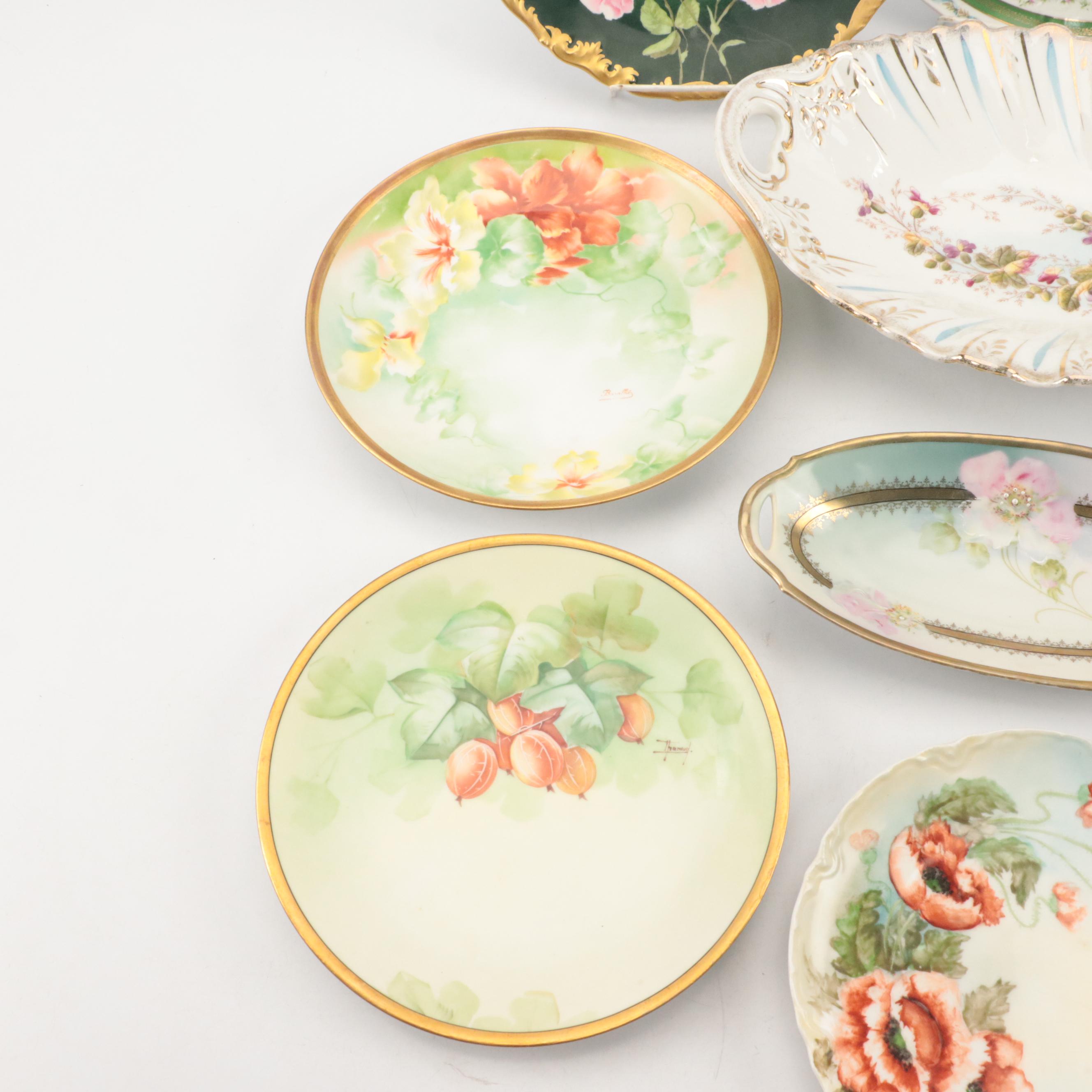 German Porcelain Hand-Painted Dish, Late 19th/ Early 20th Century