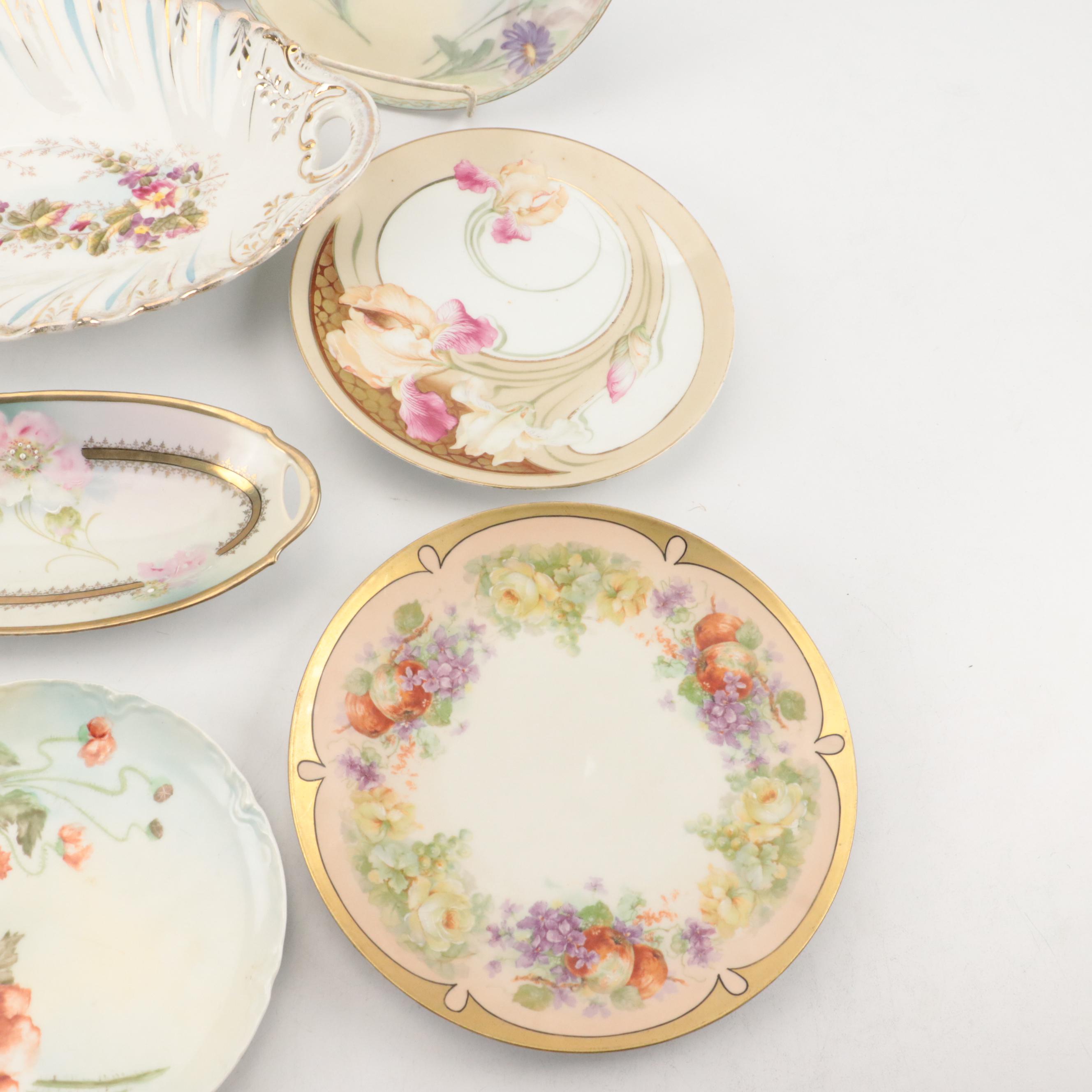 German Porcelain Hand-Painted Dish, Late 19th/ Early 20th Century