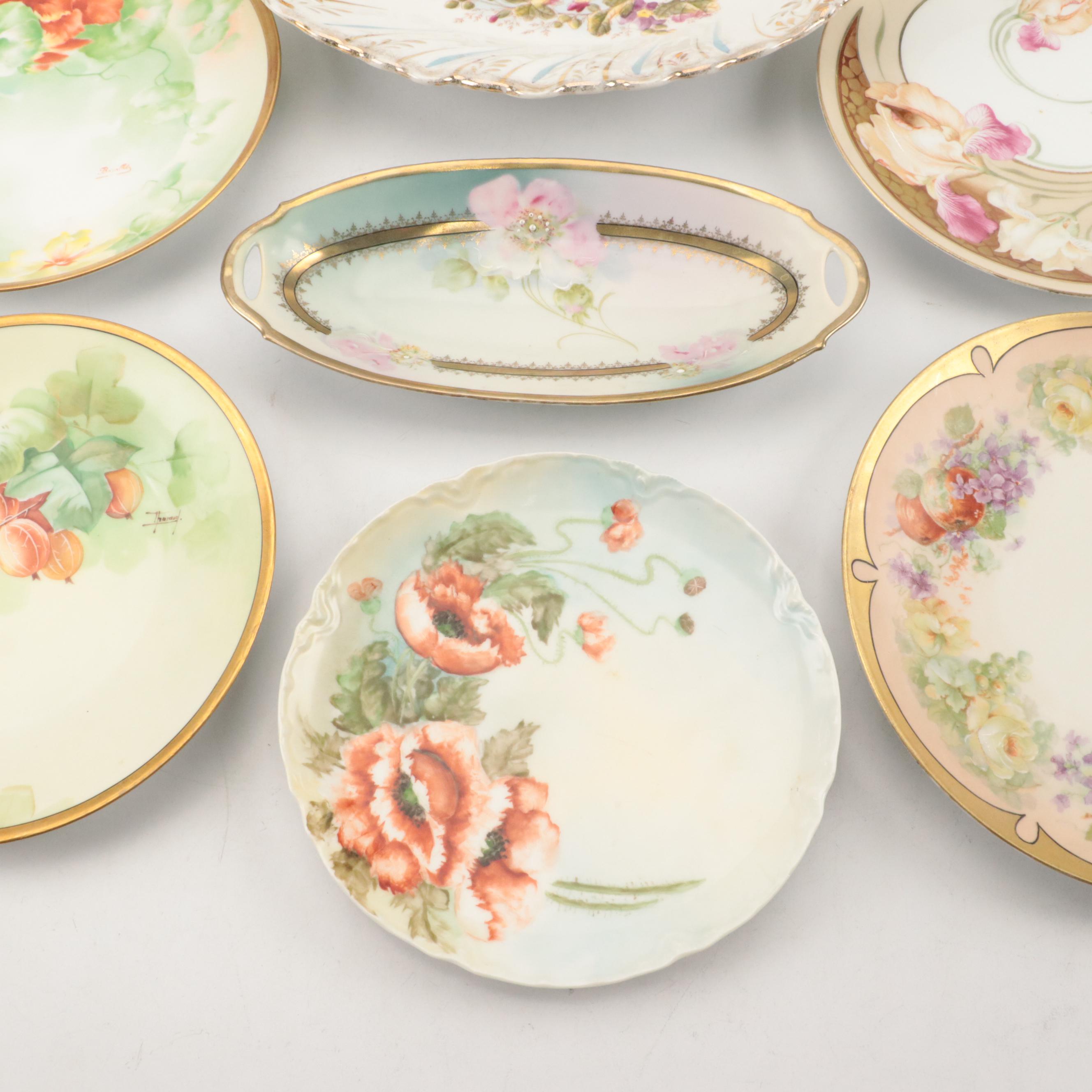 German Porcelain Hand-Painted Dish, Late 19th/ Early 20th Century