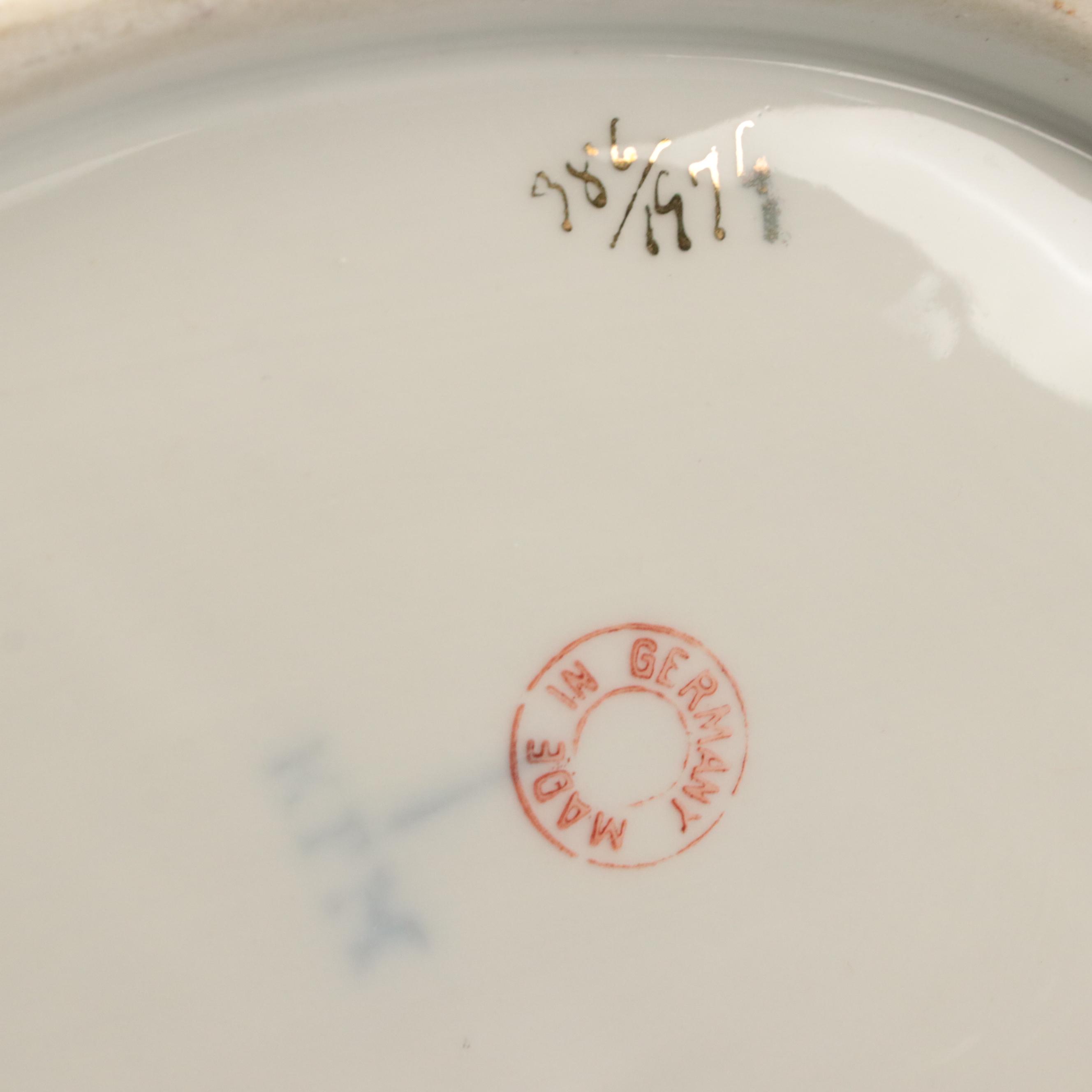 German Porcelain Hand-Painted Dish, Late 19th/ Early 20th Century