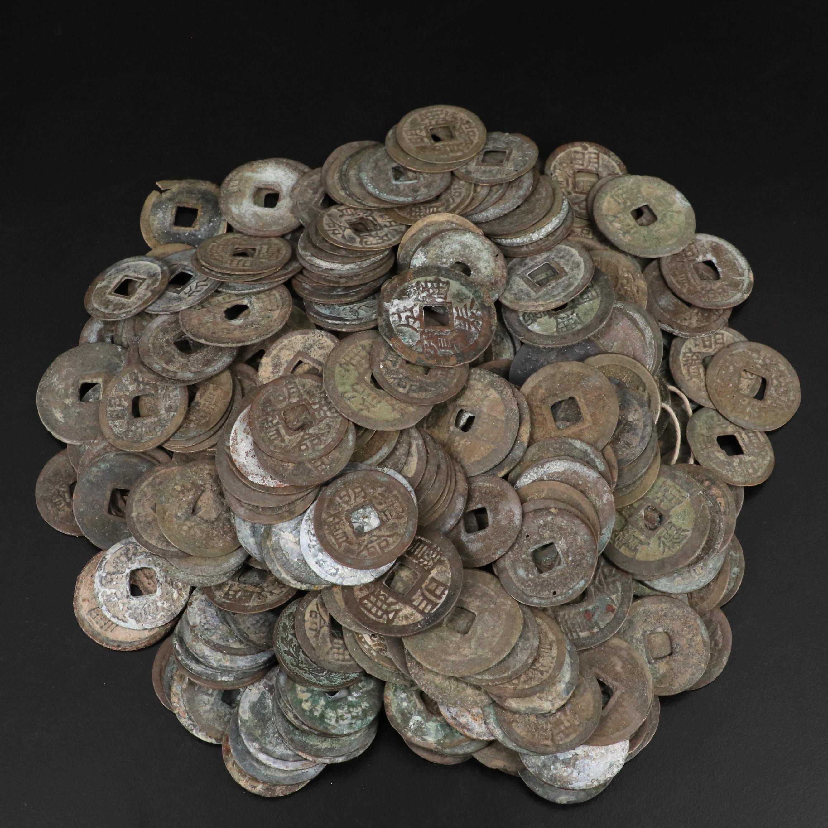 Collection of More Than 370 Chinese Cash Coins