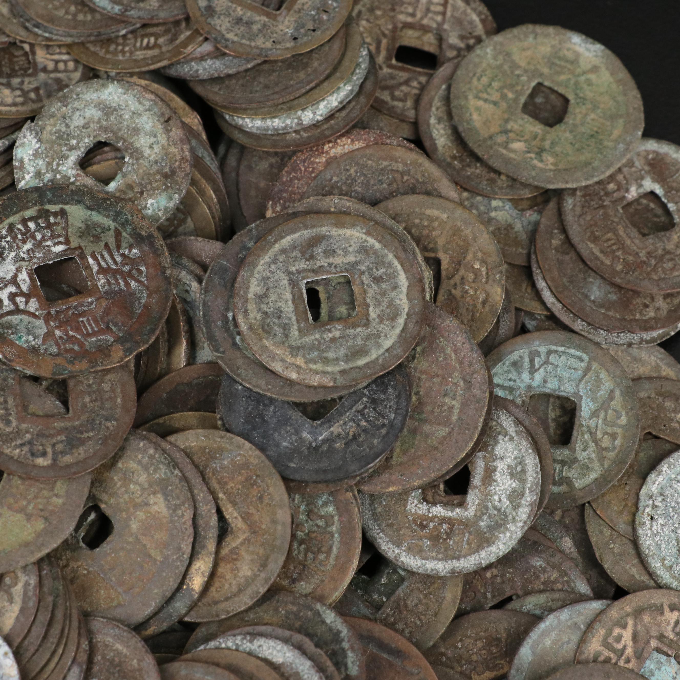 Collection of More Than 370 Chinese Cash Coins