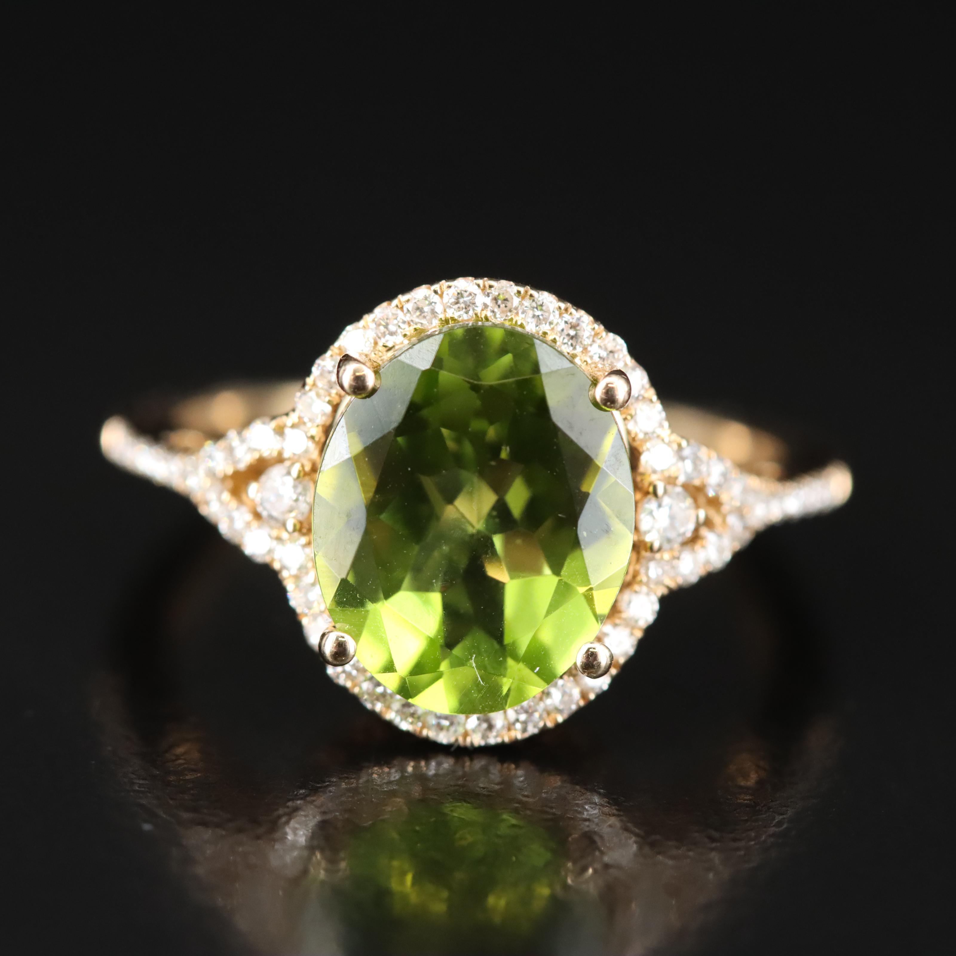EFFY 14K Peridot and Diamond Ring