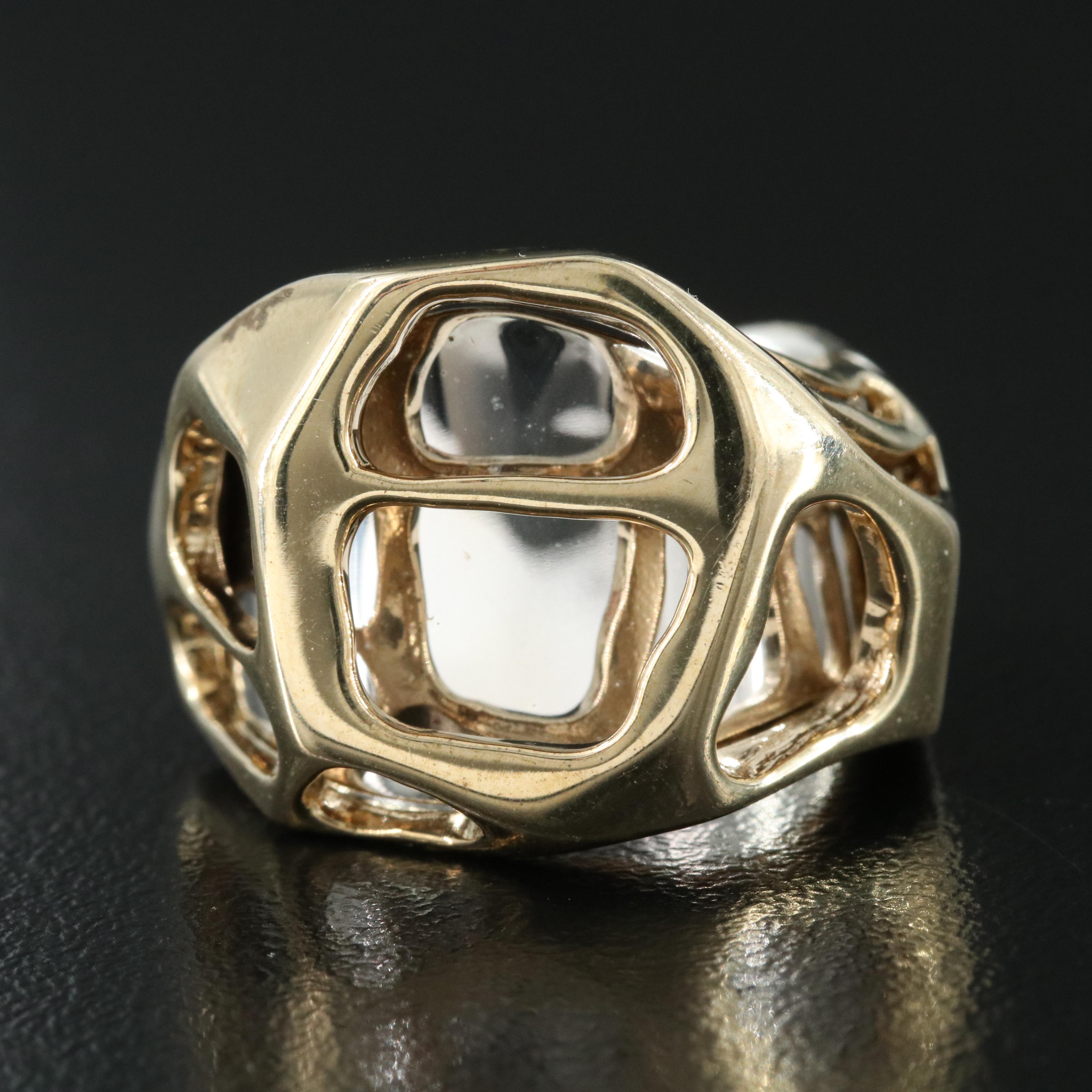 Robert Lee Morris Sterling and Brass Sculptural Ring