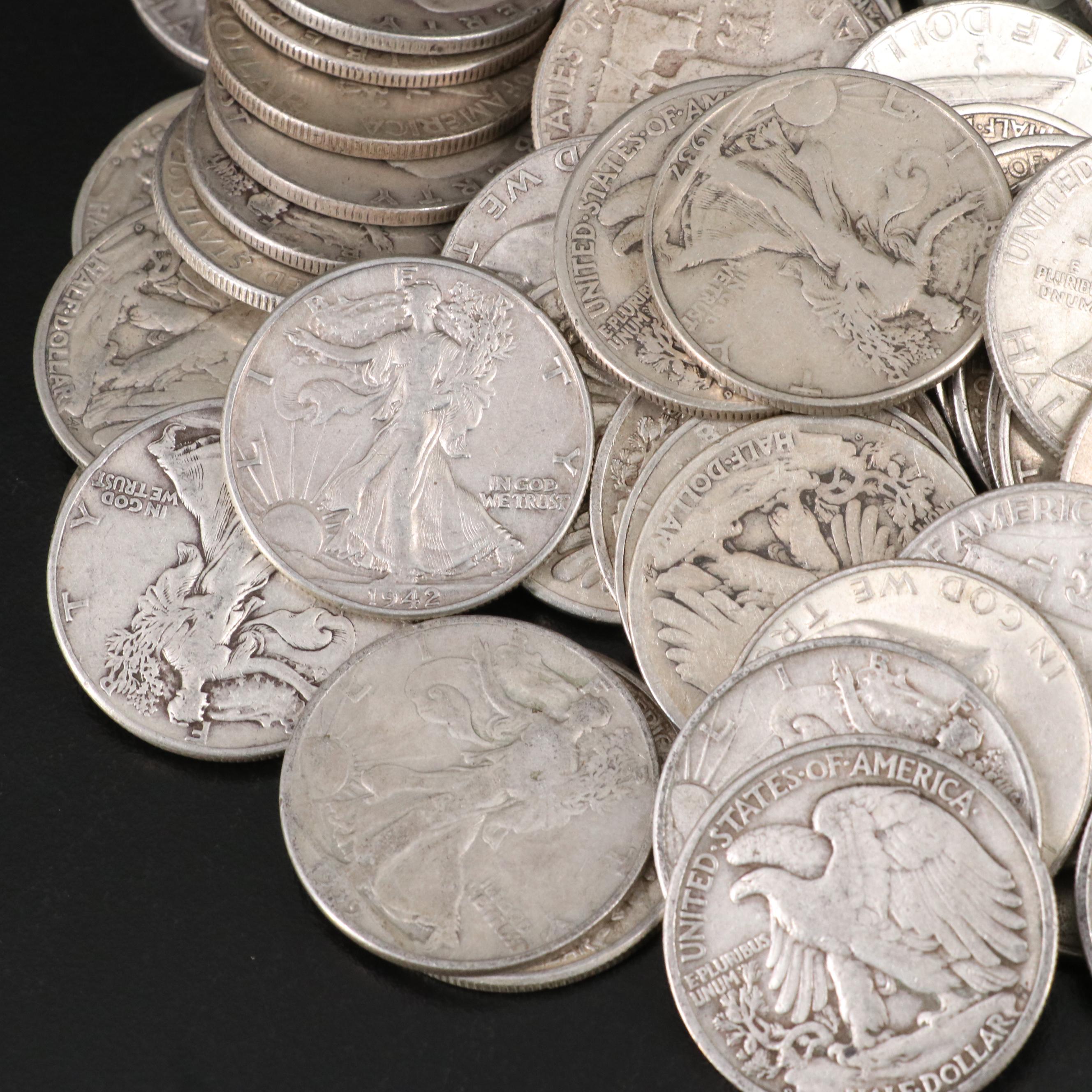 Eighty-Four U.S. Silver Half Dollars