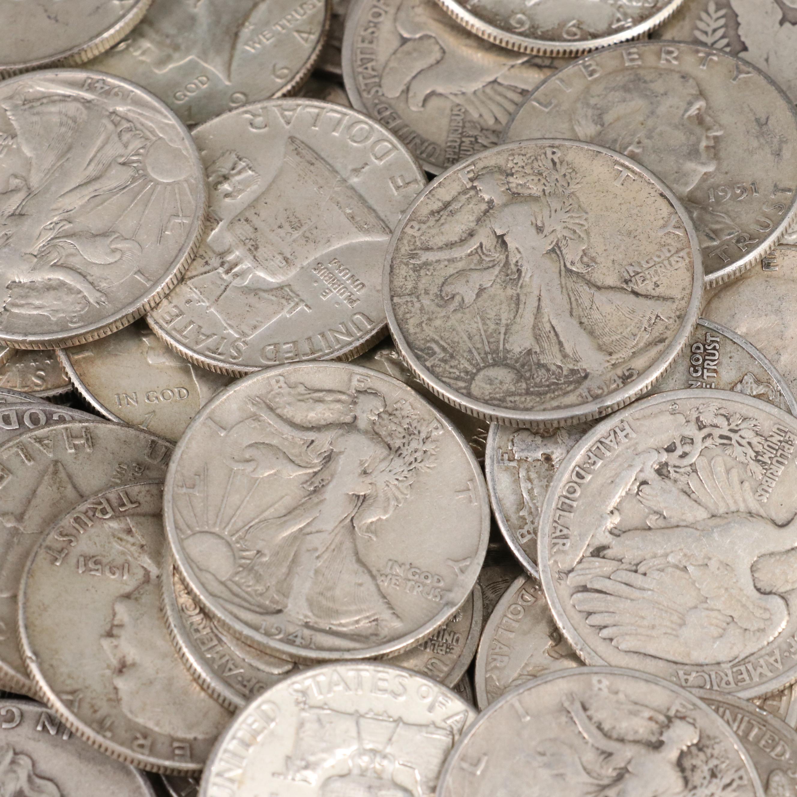 Eighty-Four U.S. Silver Half Dollars