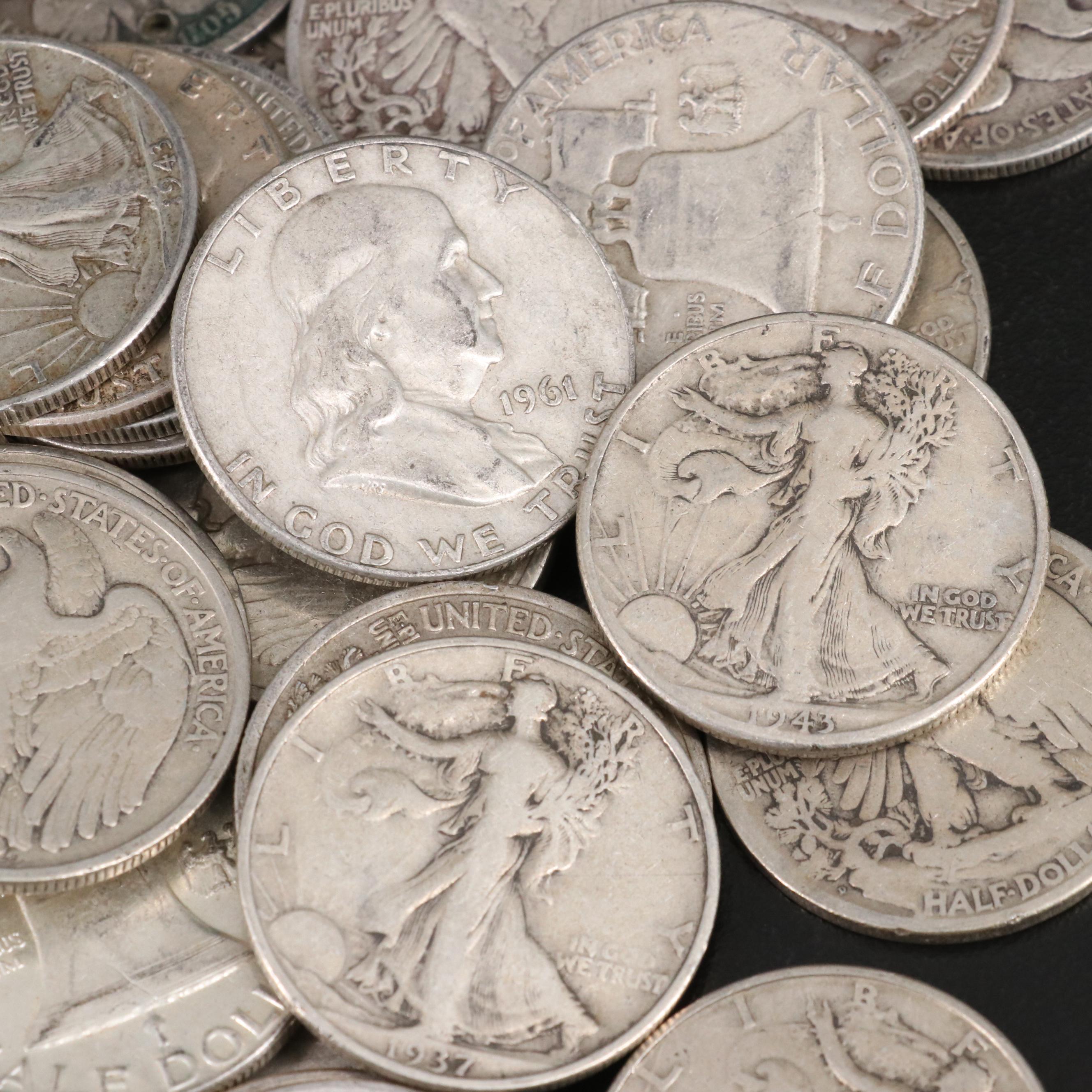 Eighty-Four U.S. Silver Half Dollars