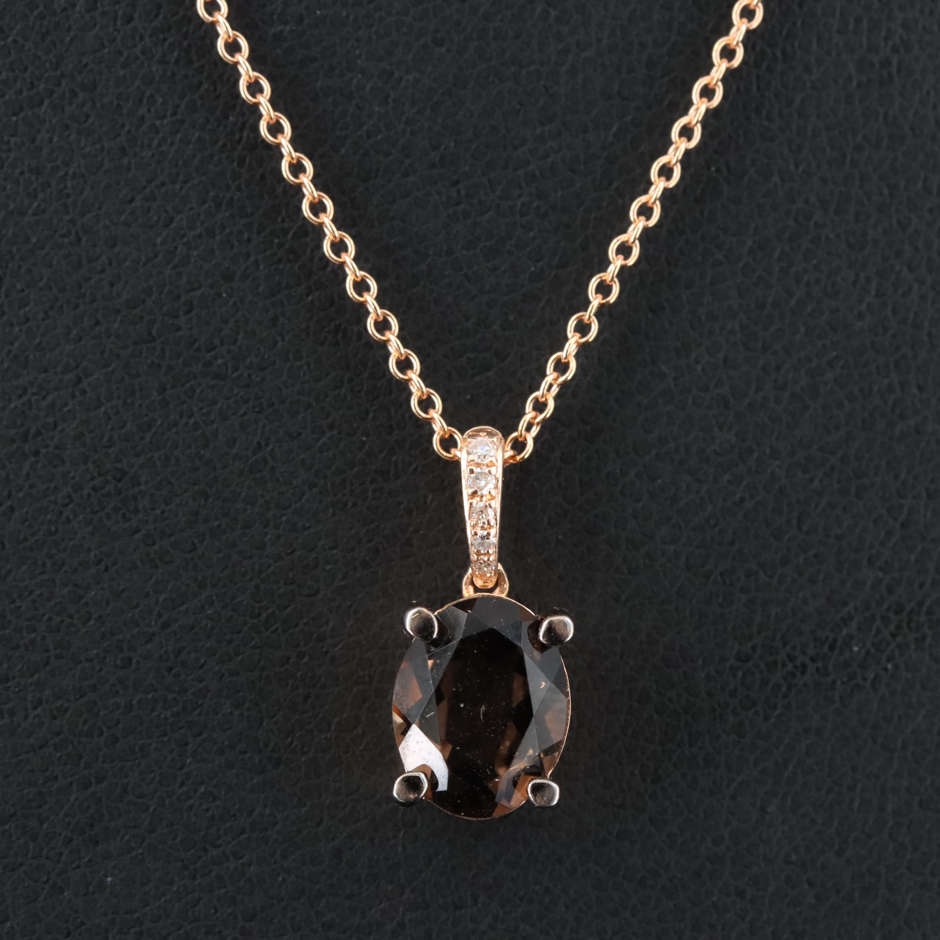EFFY 14K Rose Gold Smoky Quartz and Diamond Pendant Necklace