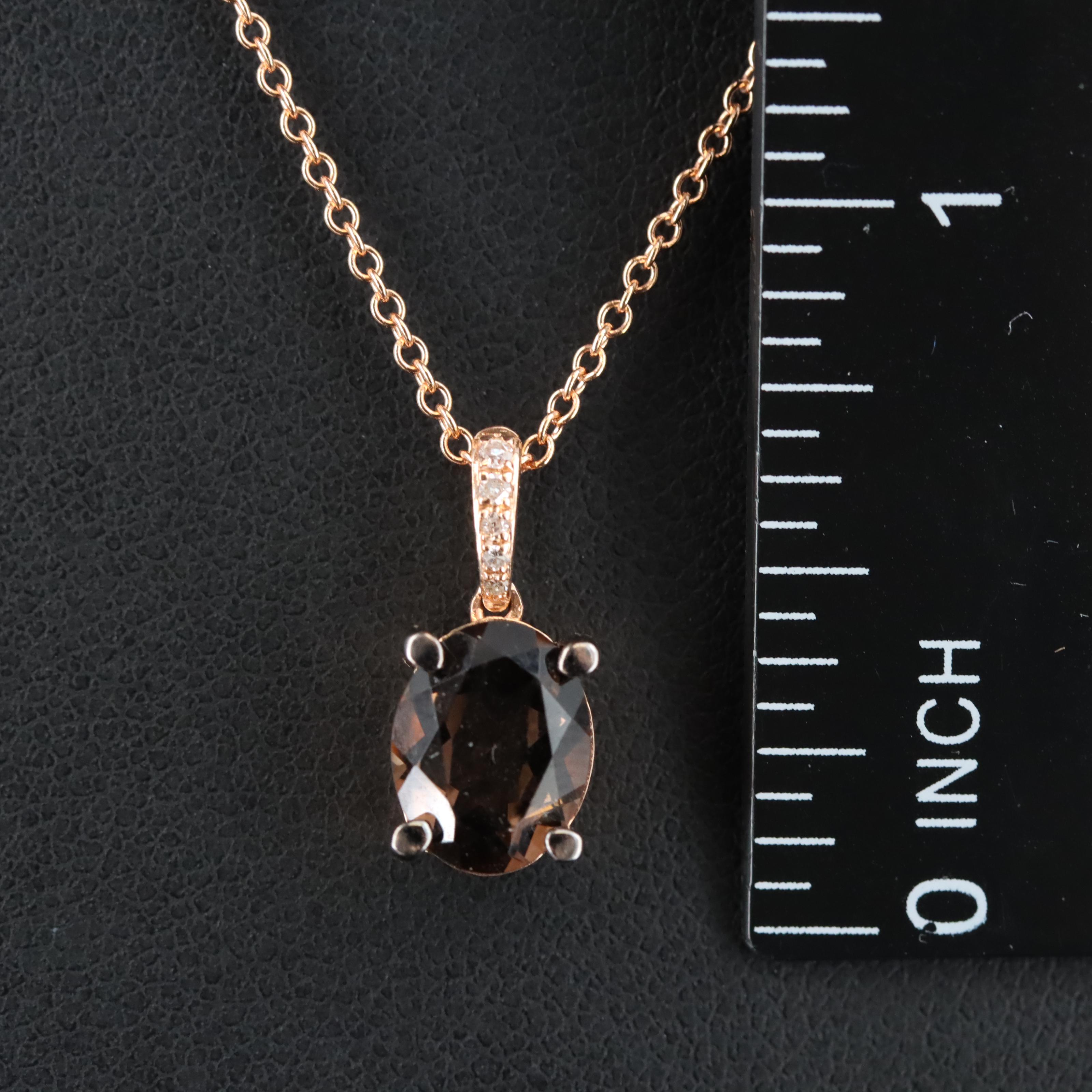 EFFY 14K Rose Gold Smoky Quartz and Diamond Pendant Necklace