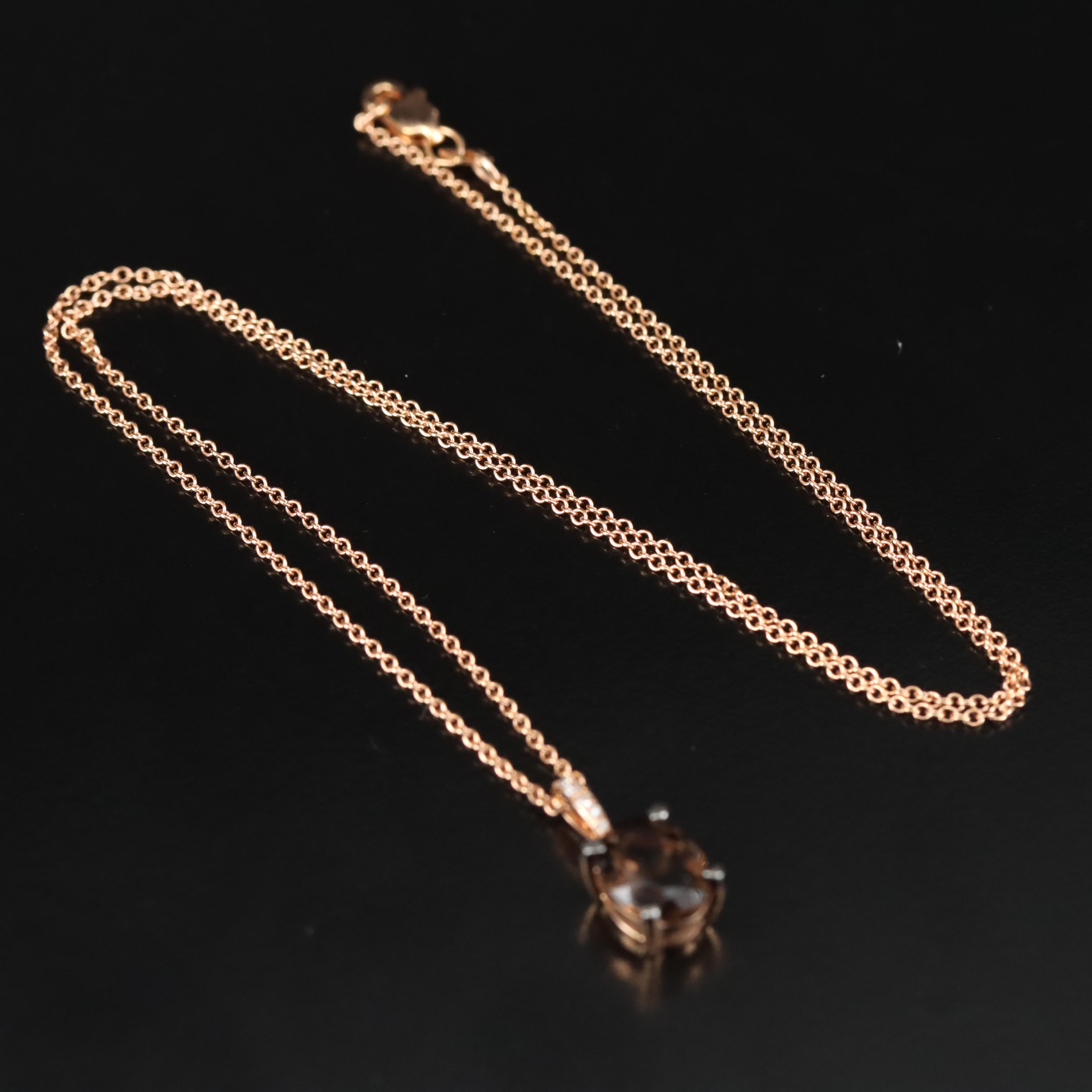 EFFY 14K Rose Gold Smoky Quartz and Diamond Pendant Necklace