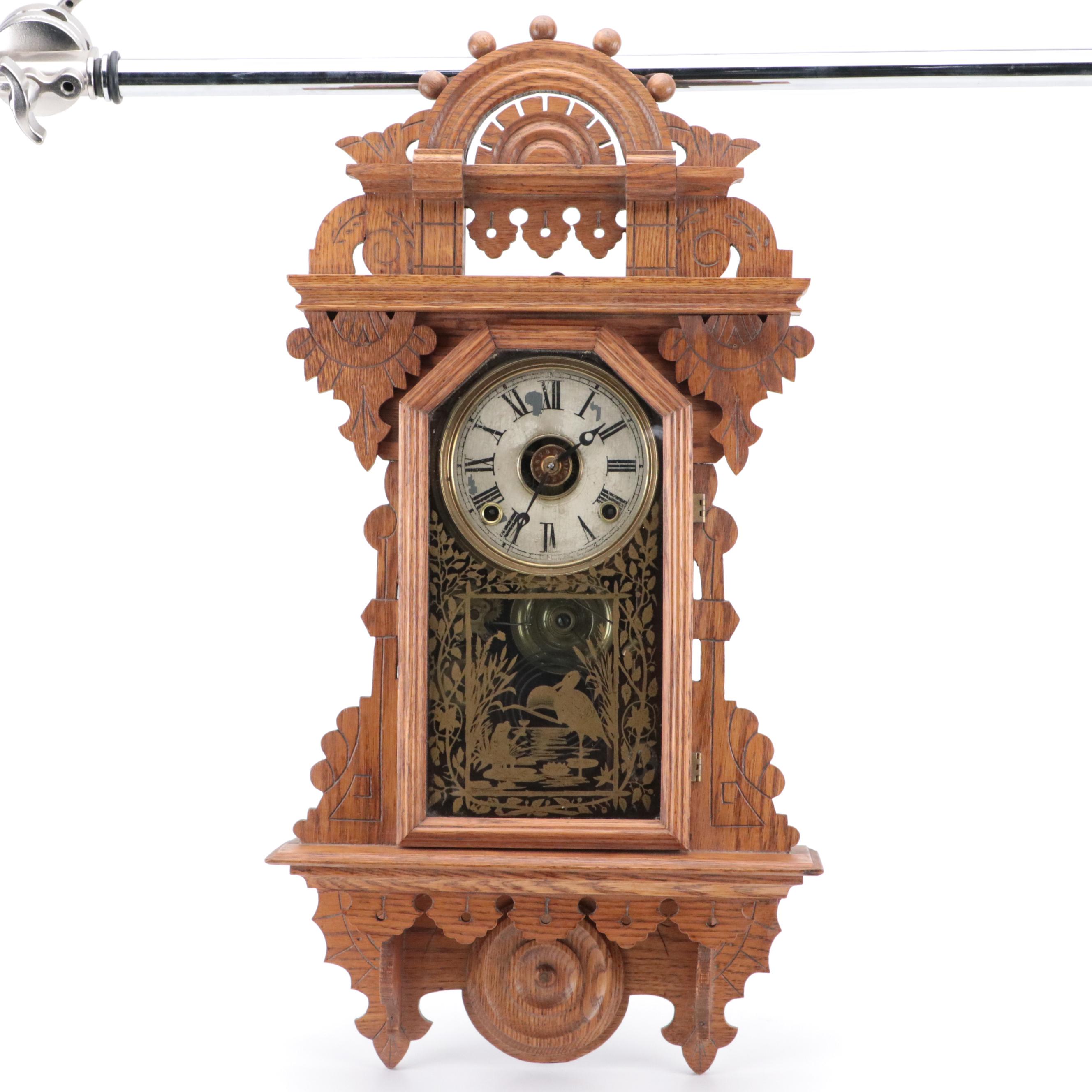 Seth Thomas Victorian "Eclipse" Oak Wall Clock