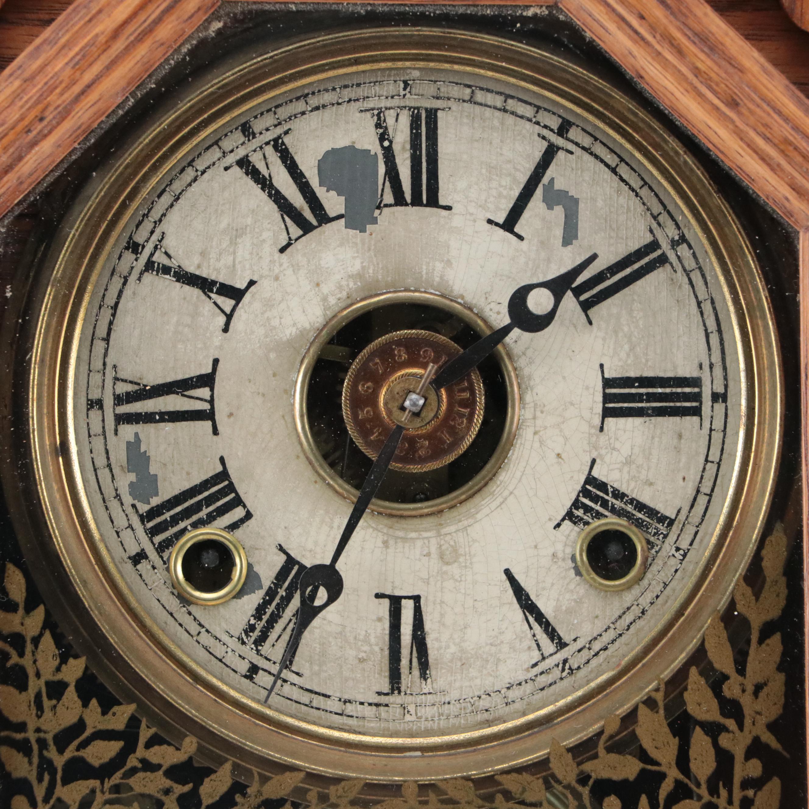 Seth Thomas Victorian "Eclipse" Oak Wall Clock