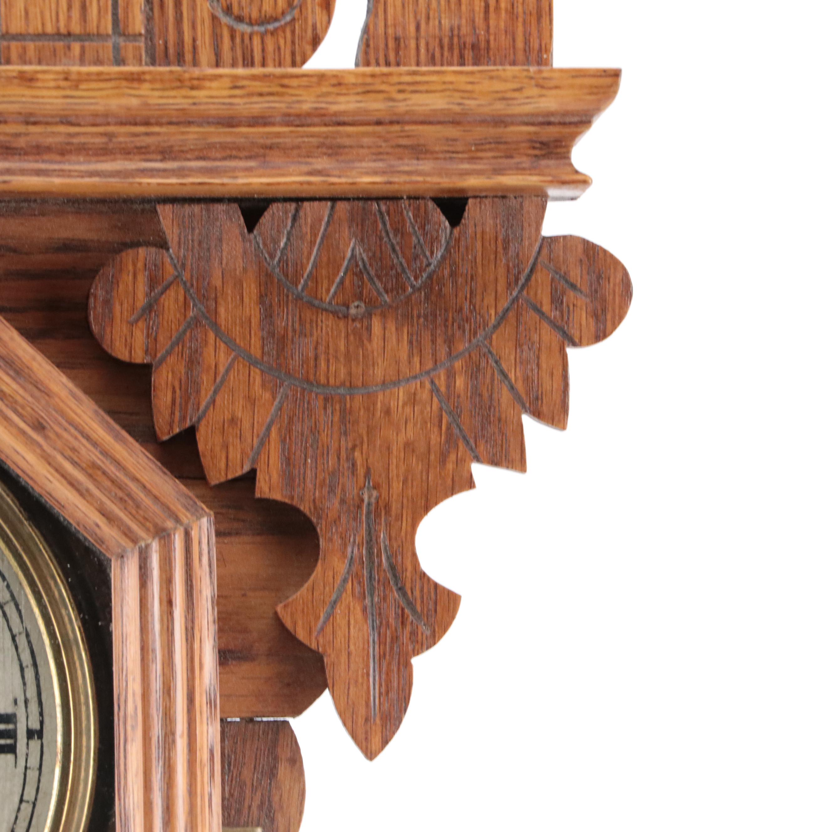 Seth Thomas Victorian "Eclipse" Oak Wall Clock