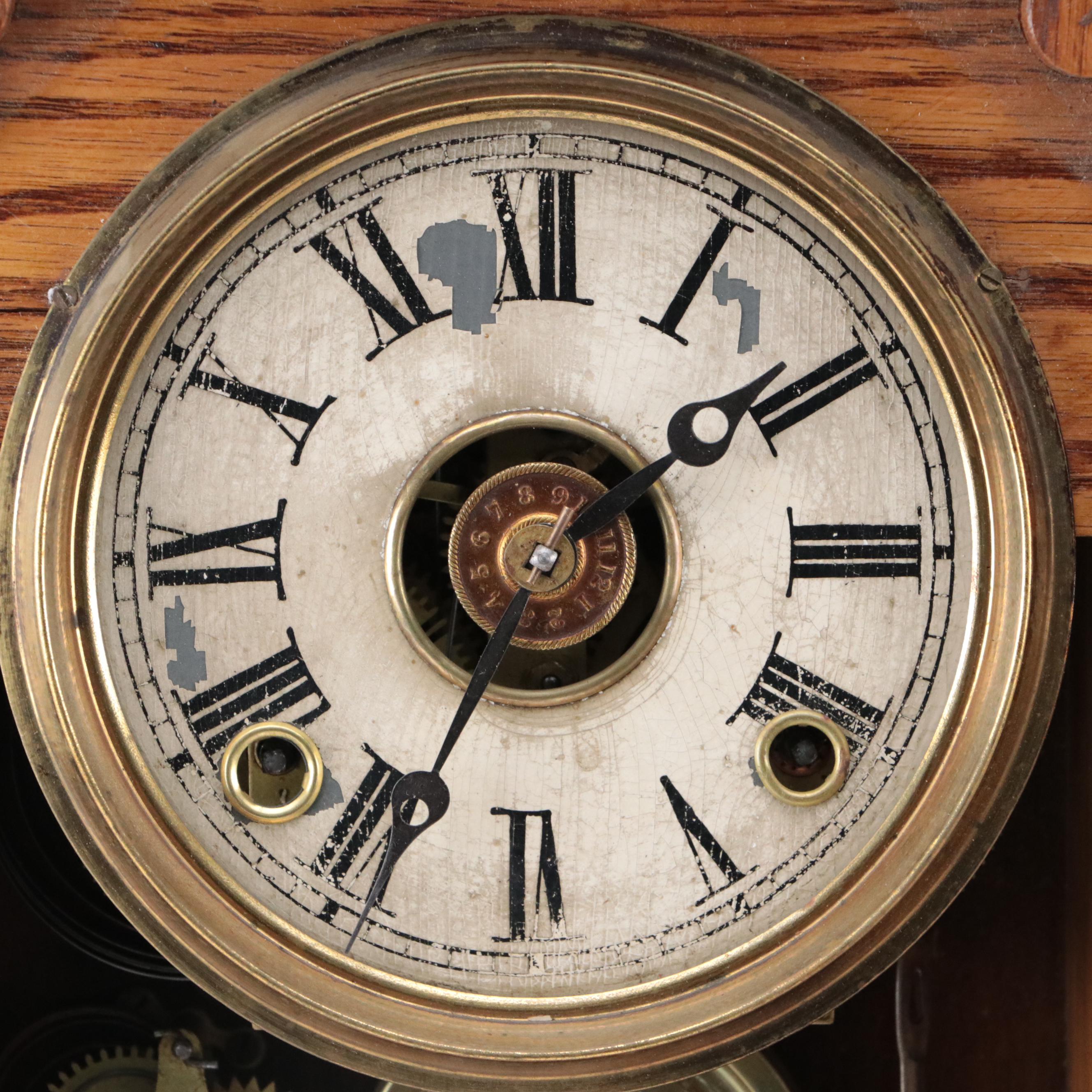 Seth Thomas Victorian "Eclipse" Oak Wall Clock