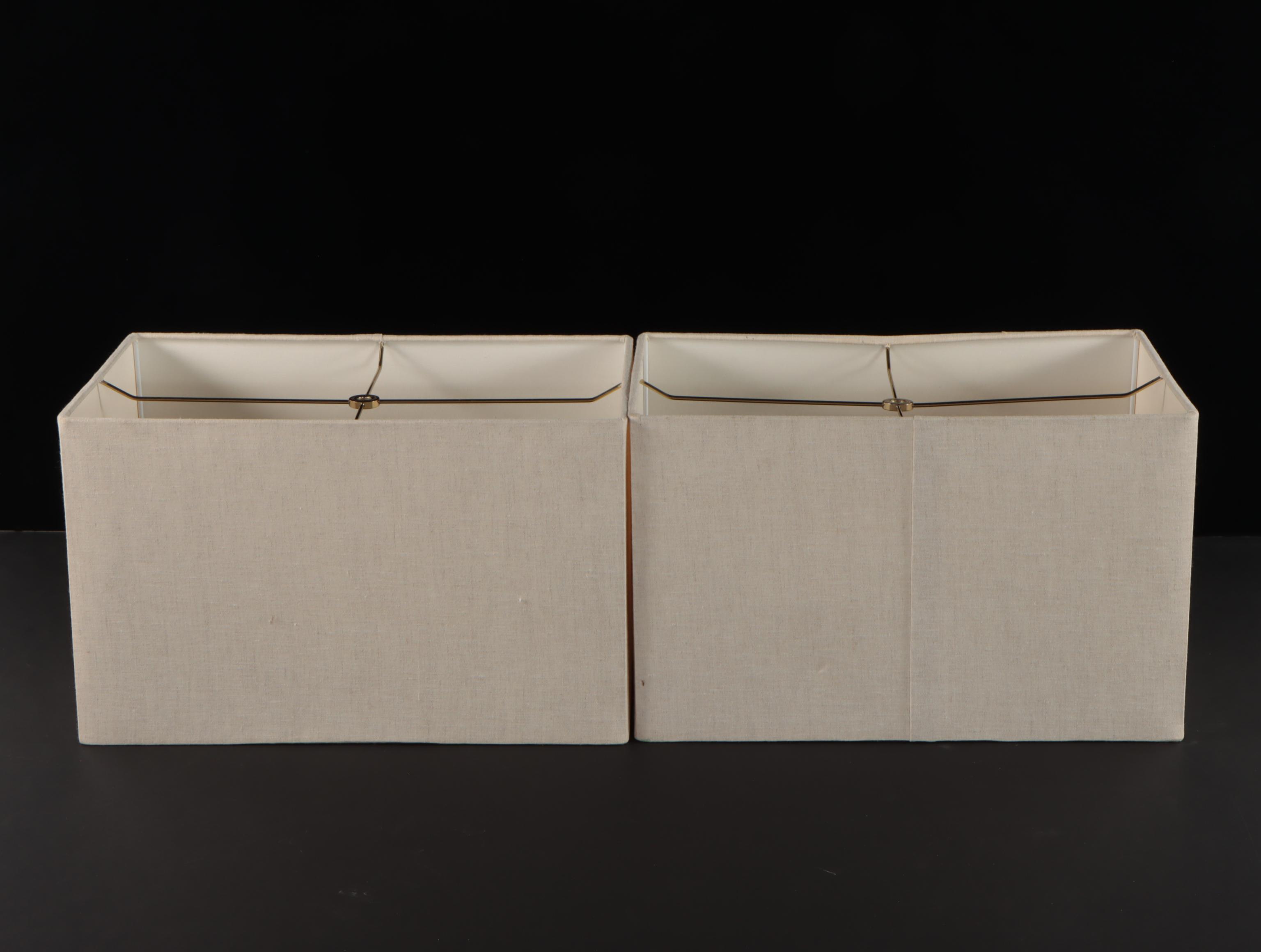 Contemporary Brass Rectangle Table Lamps With Cube Shades