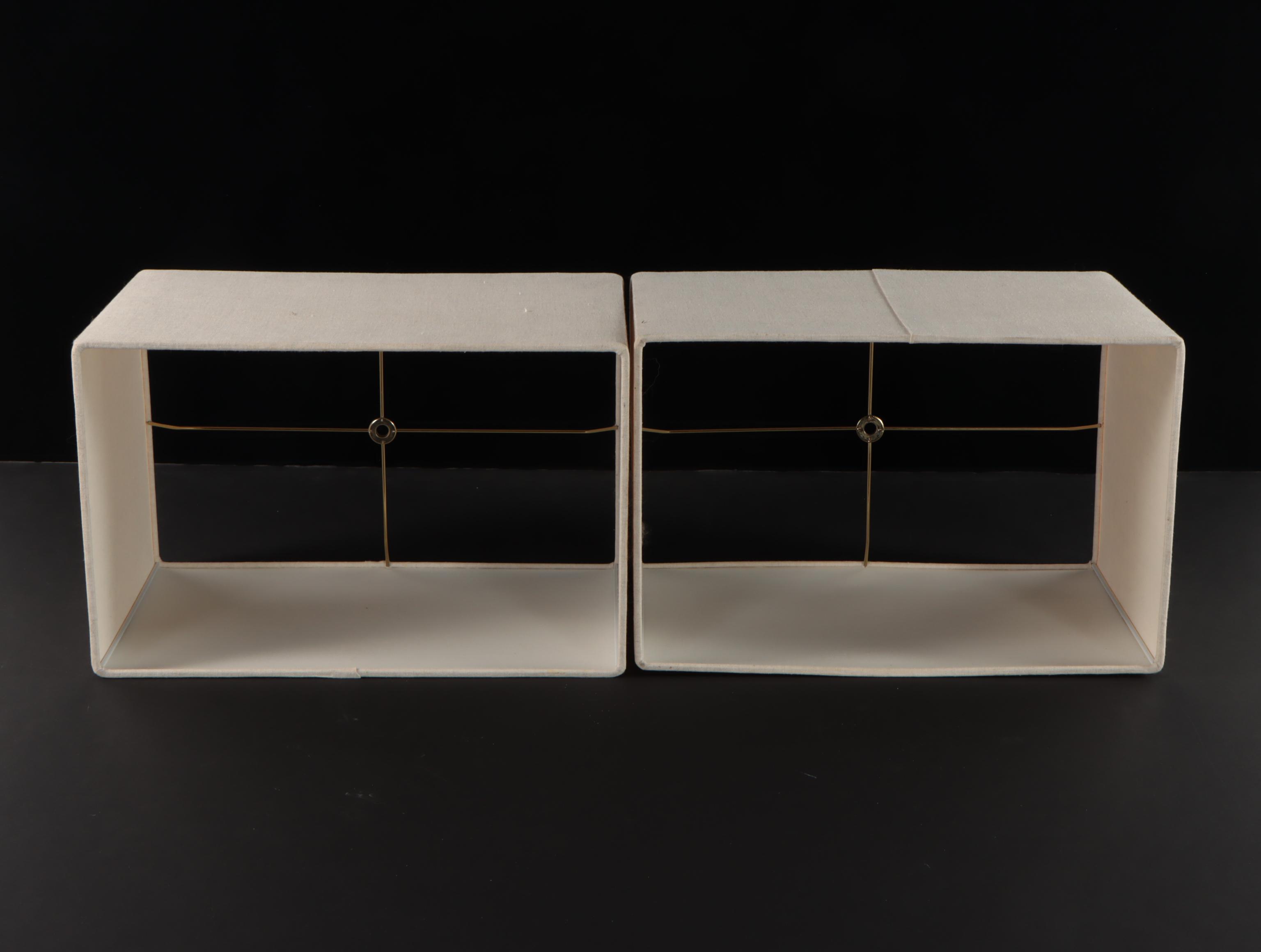 Contemporary Brass Rectangle Table Lamps With Cube Shades