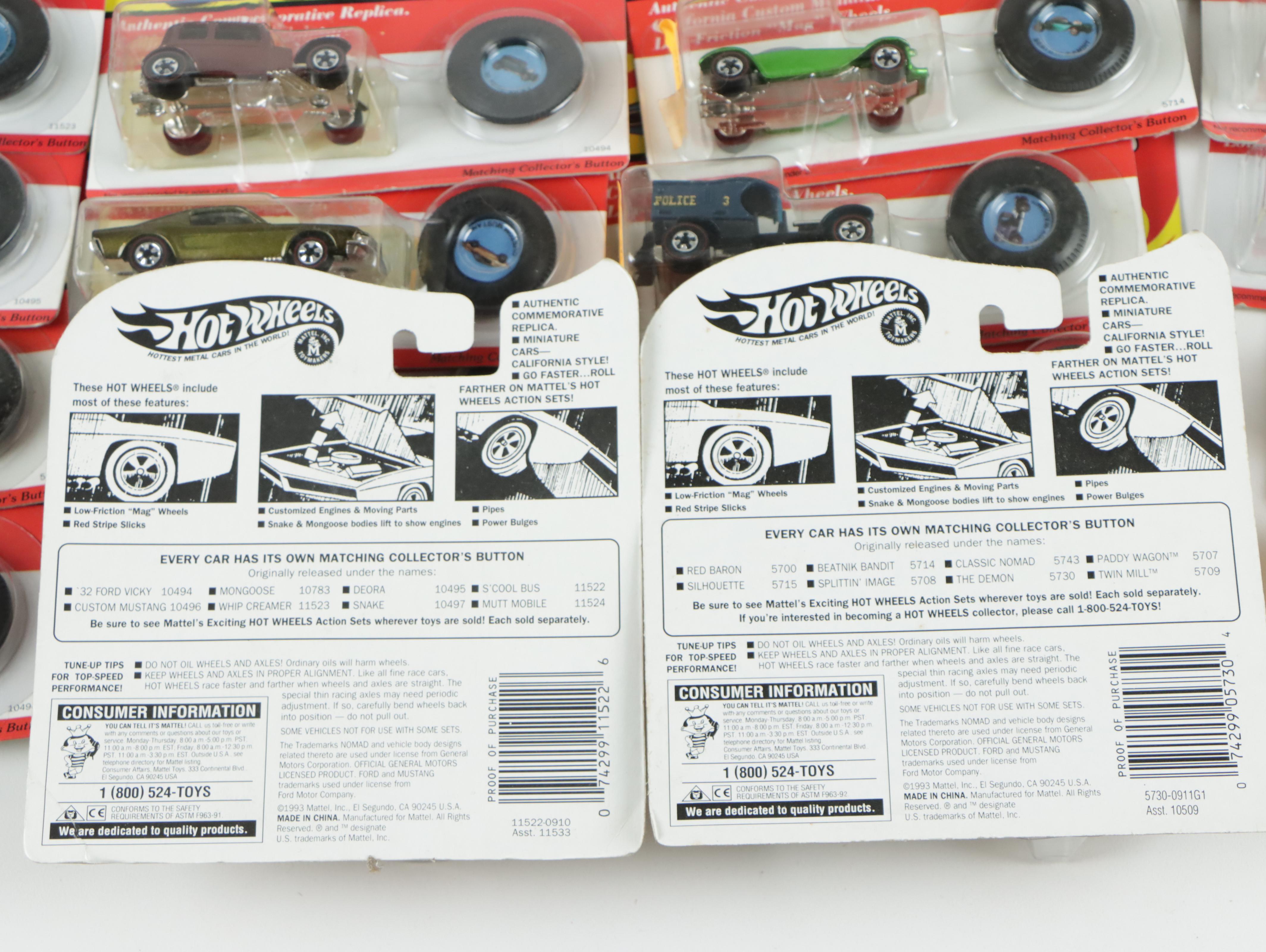 Mattel "Vintage Hot Wheels" Commemorative Replica Toy Cars and Other Hot Wheels