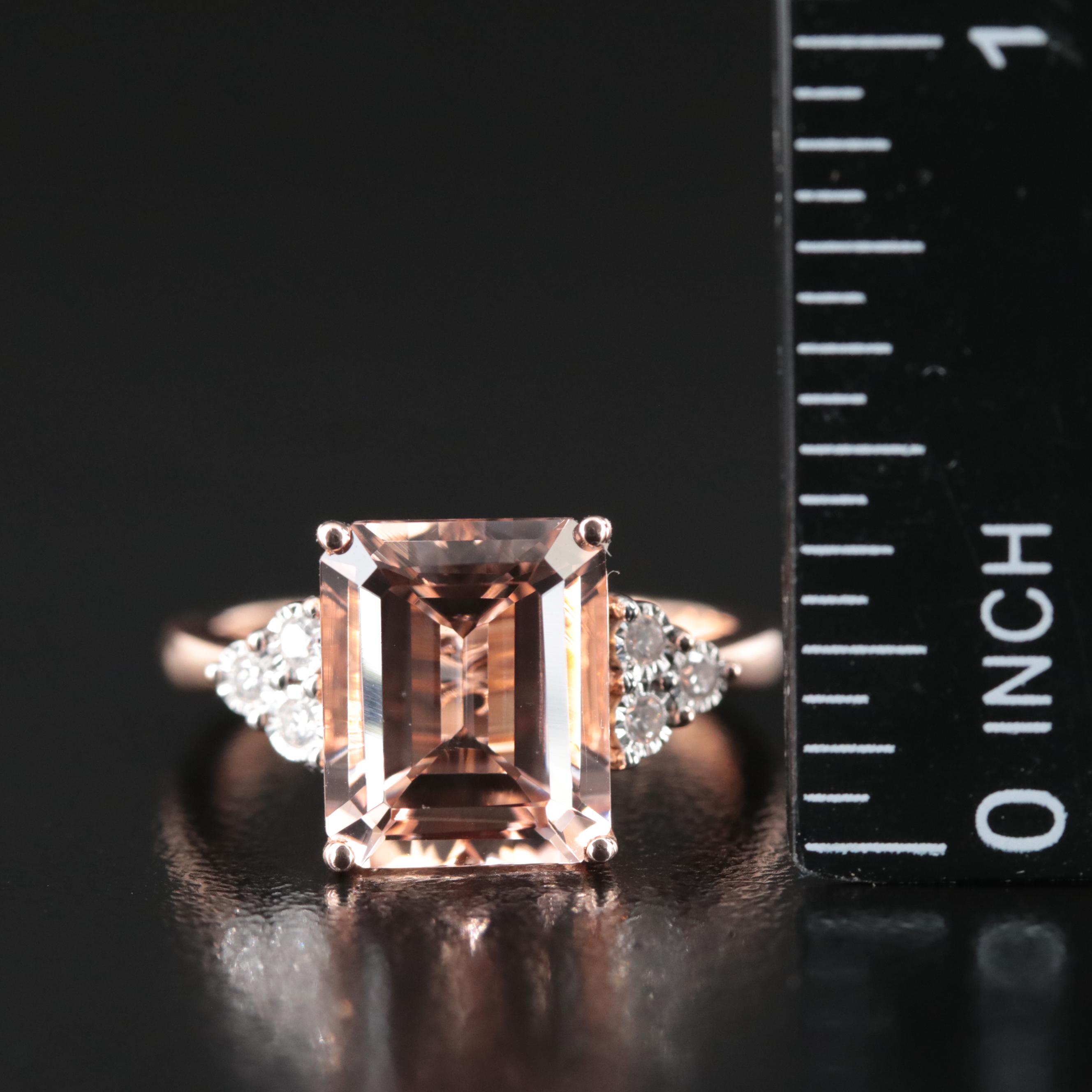 Effy 14K Rose Gold Morganite and Diamond Ring