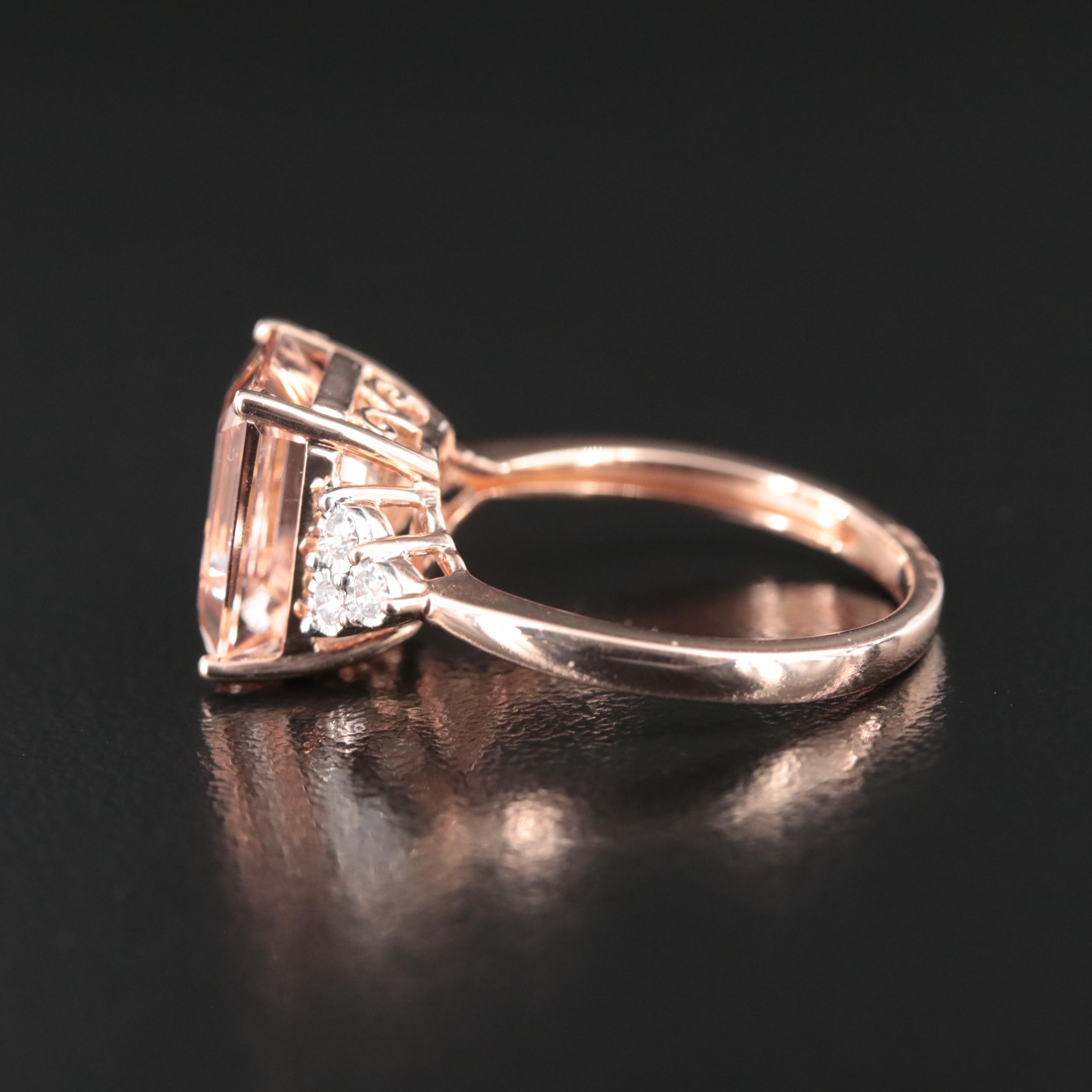 Effy 14K Rose Gold Morganite and Diamond Ring