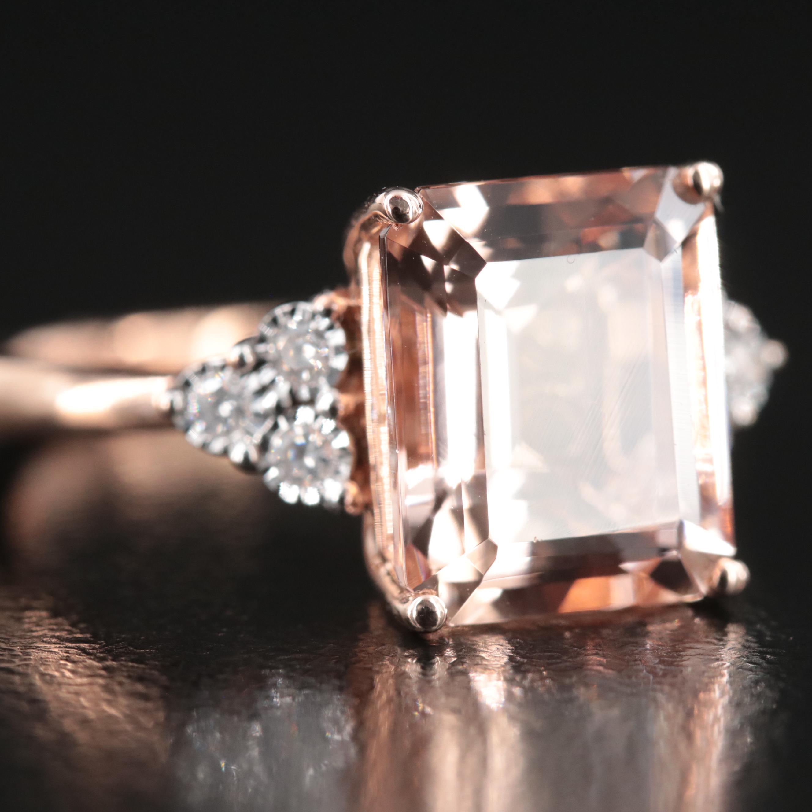 Effy 14K Rose Gold Morganite and Diamond Ring