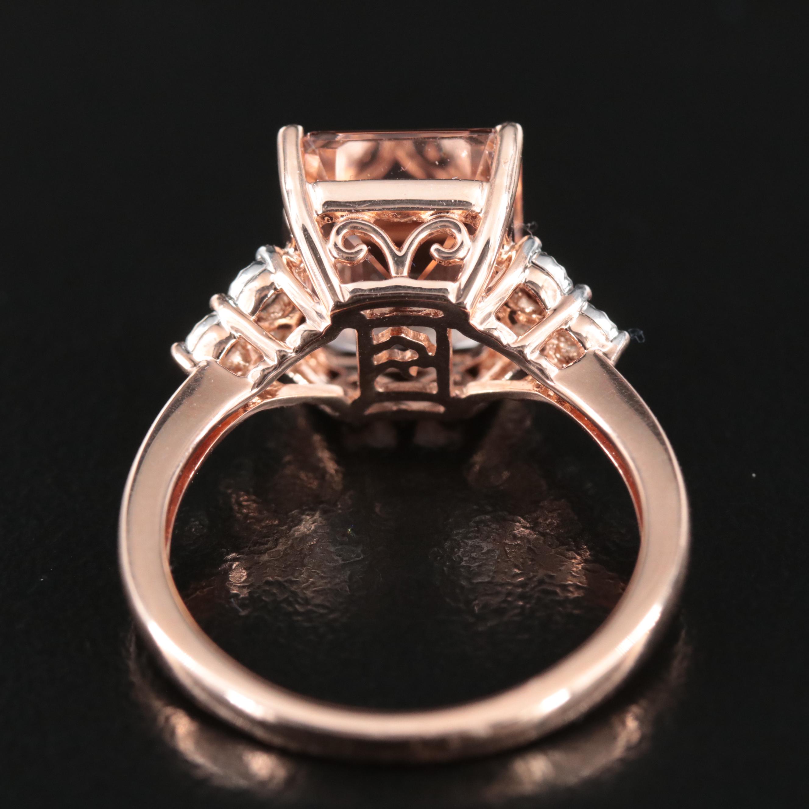 Effy 14K Rose Gold Morganite and Diamond Ring