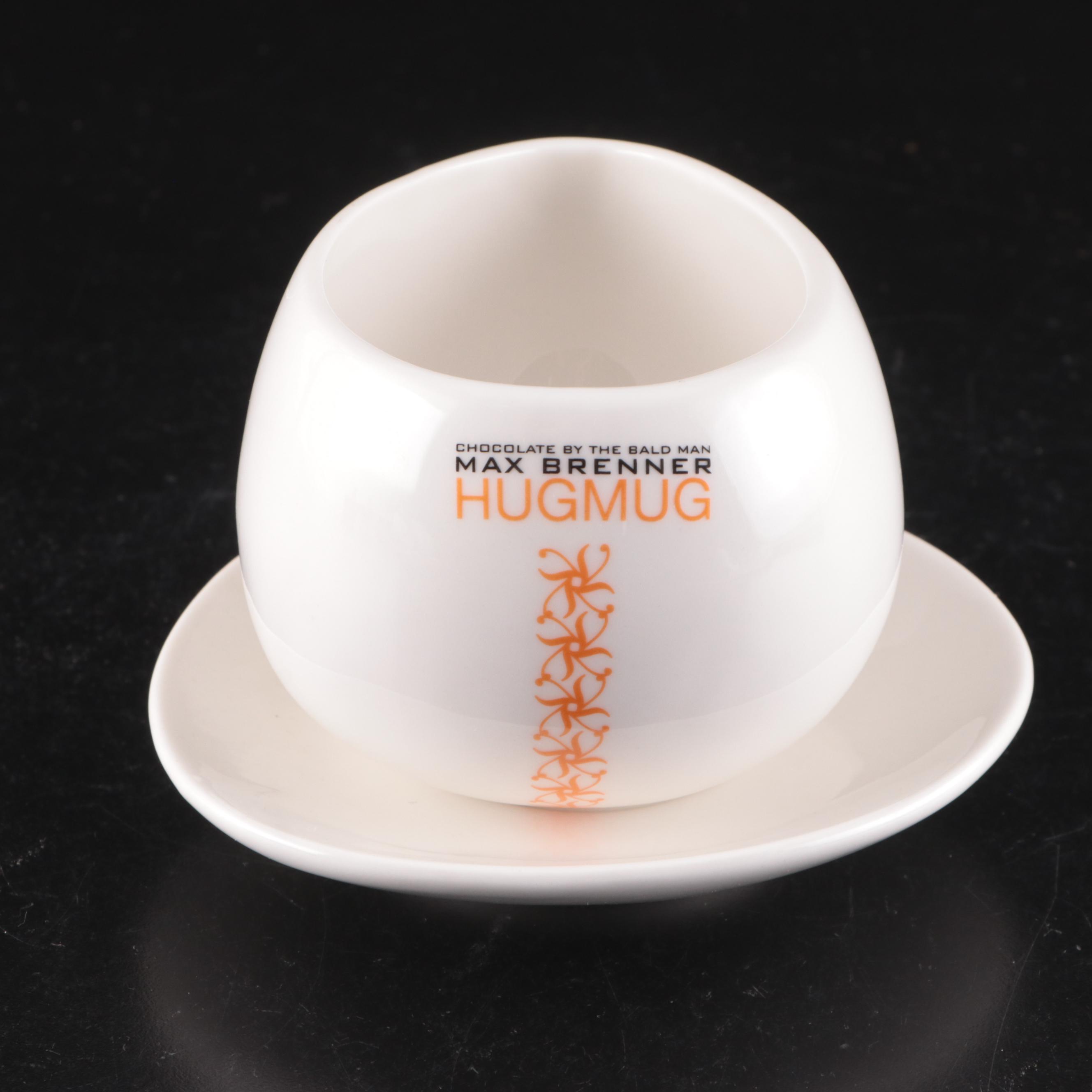 Le Creuset Chiffon Pink Stoneware Flower Ramekins with Max Brenner Hug Mug