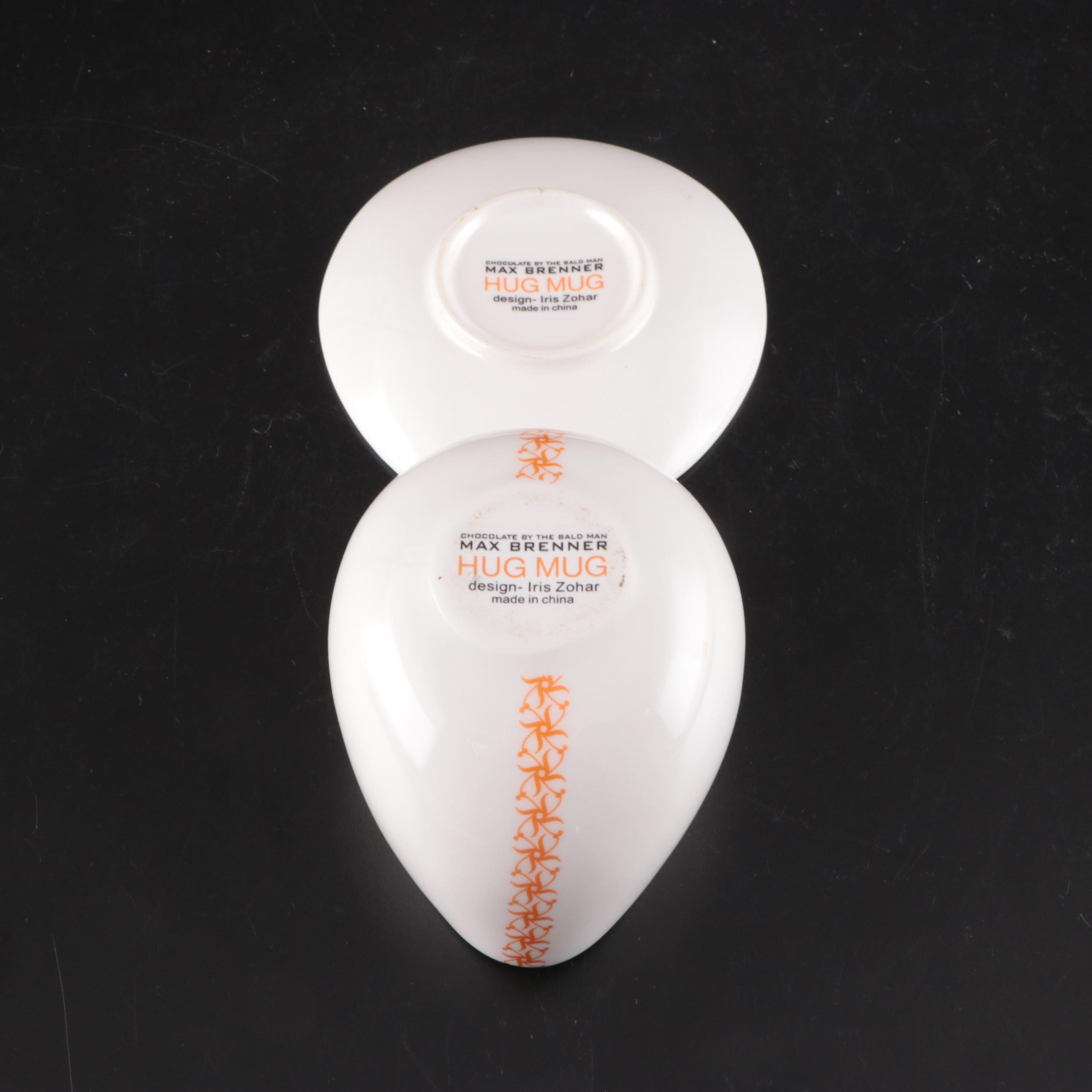 Le Creuset Chiffon Pink Stoneware Flower Ramekins with Max Brenner Hug Mug