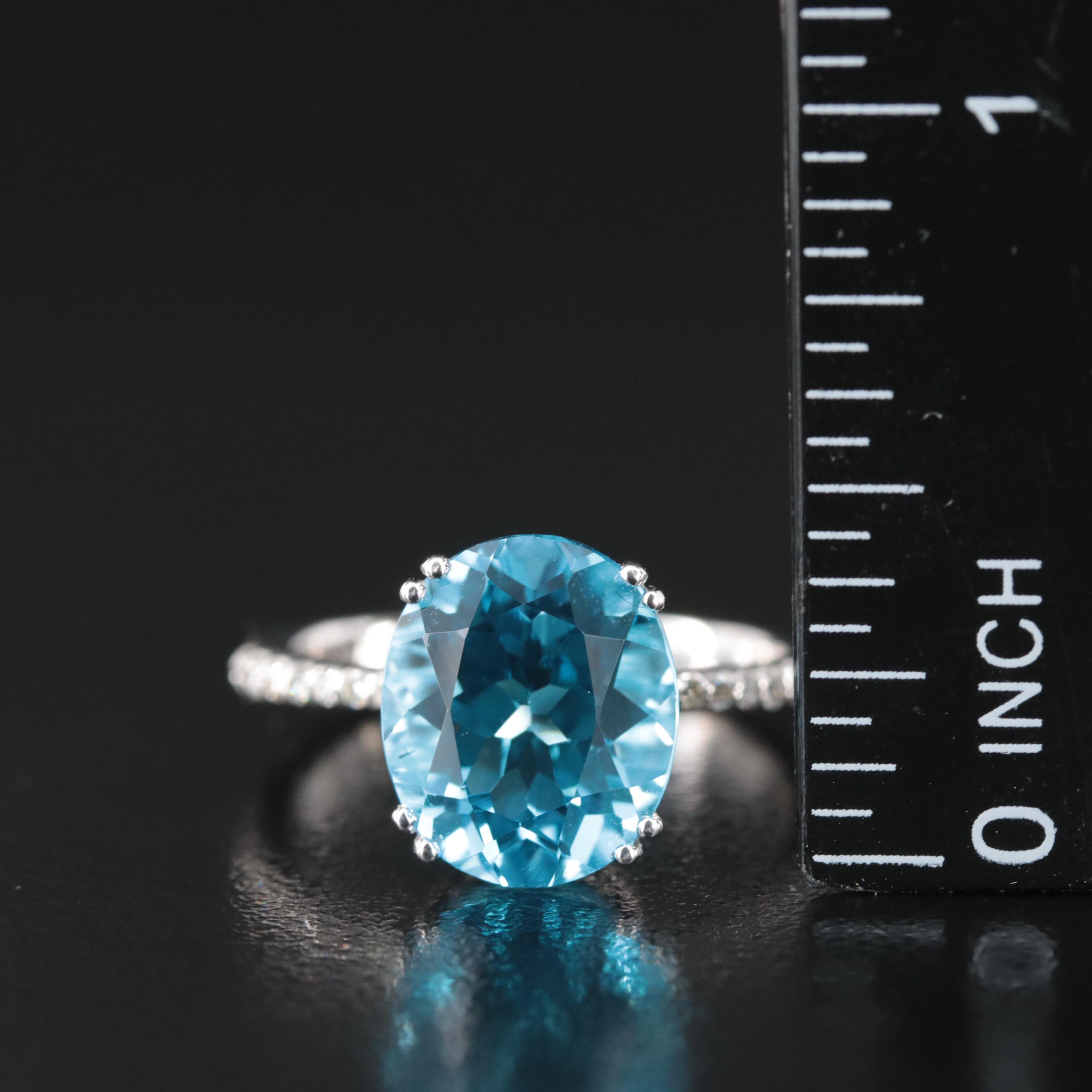 EFFY 14K Swiss Blue Topaz and Diamond Ring