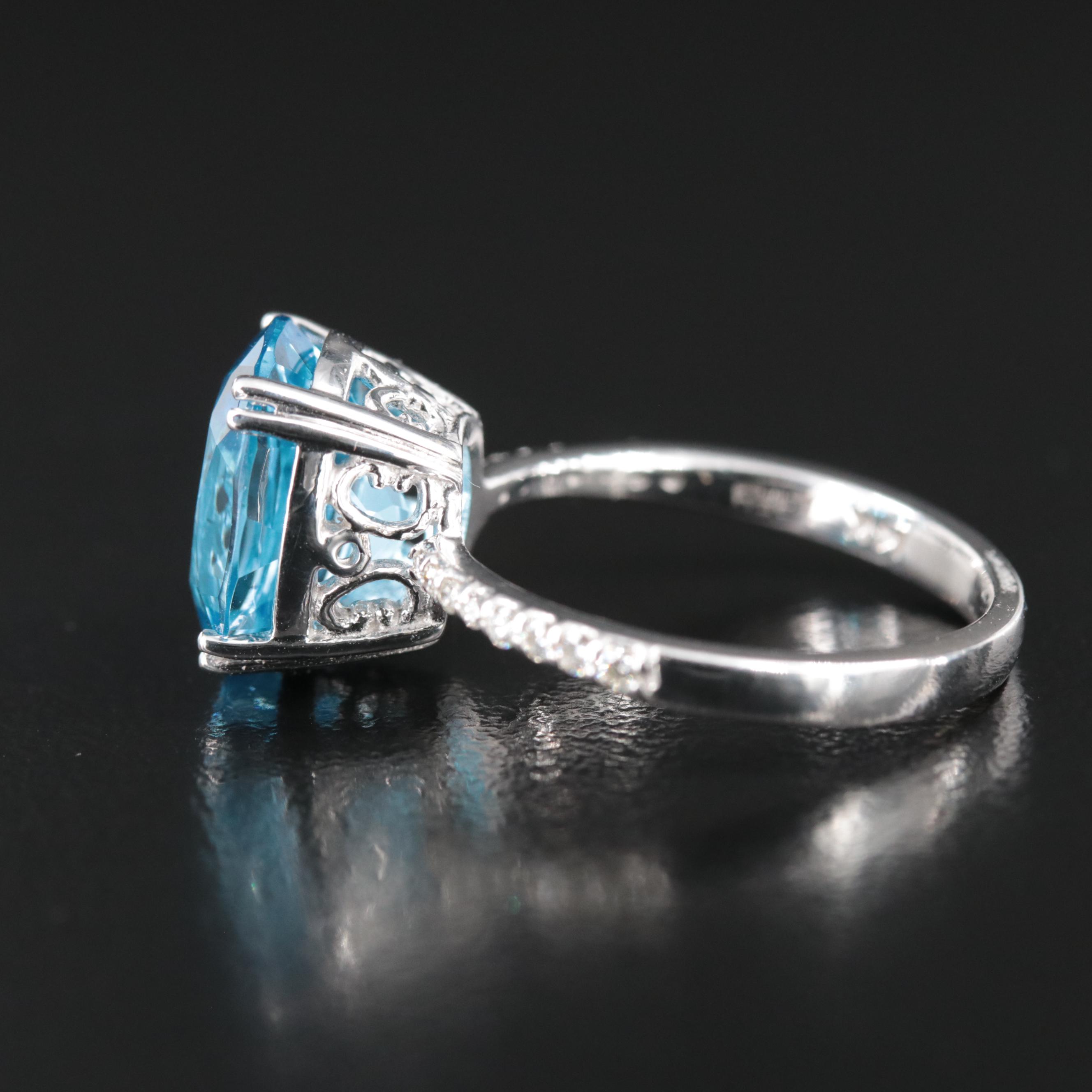 EFFY 14K Swiss Blue Topaz and Diamond Ring