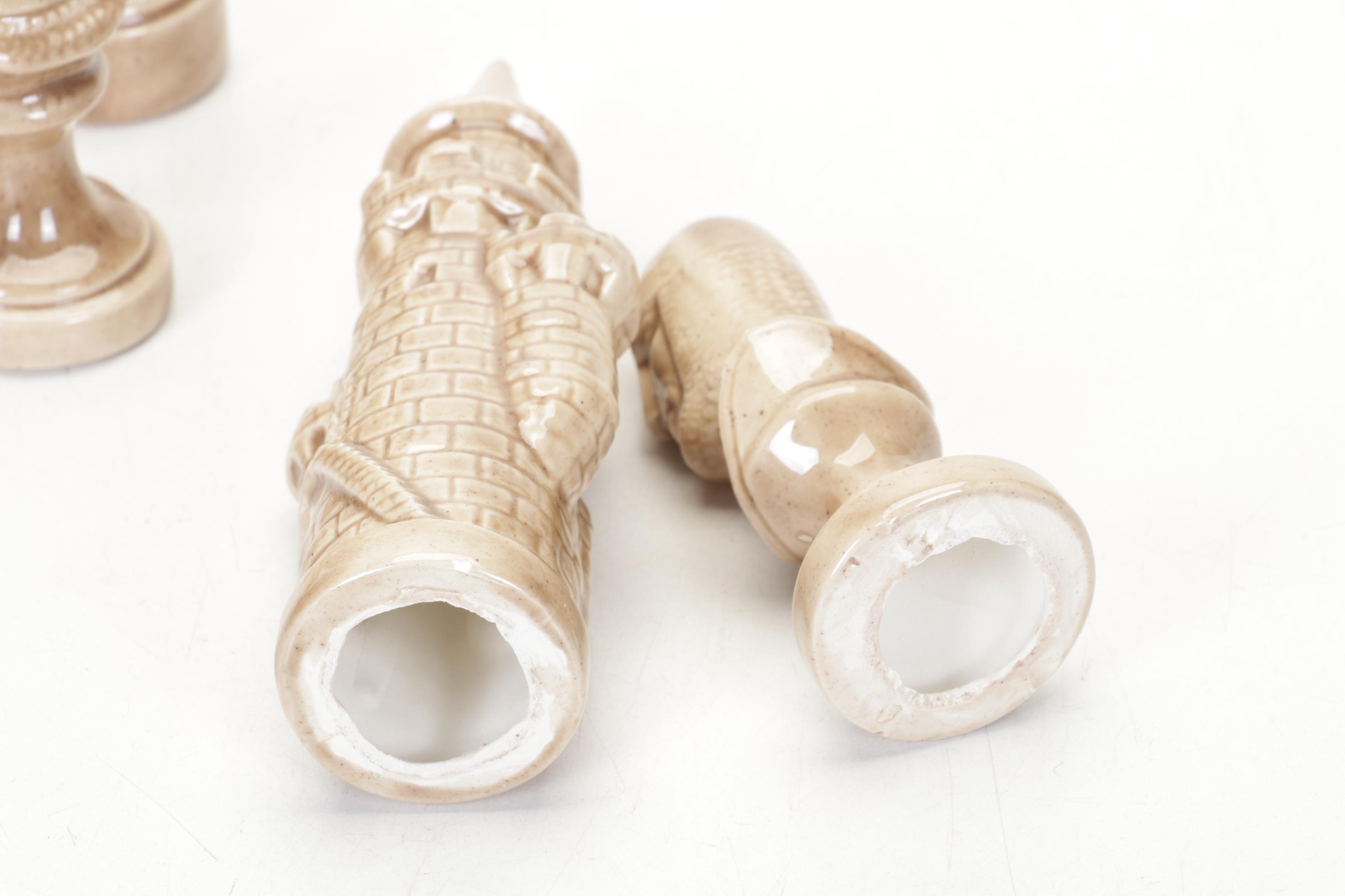 Scioto Medieval Chess Set in Iridescent White & Tan With Nautical Set and Board