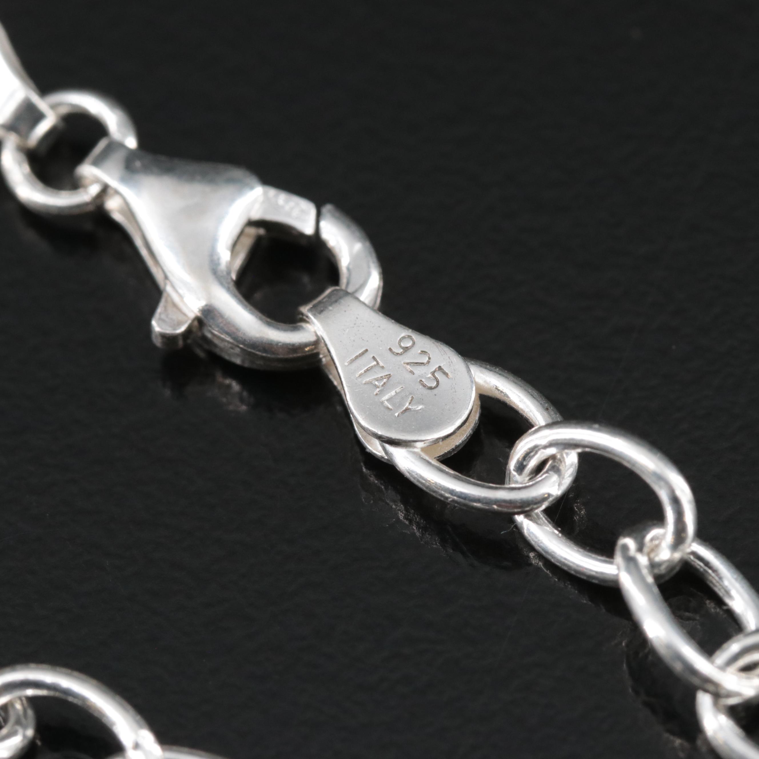 Sterling "g j" Initial Charm Bracelet