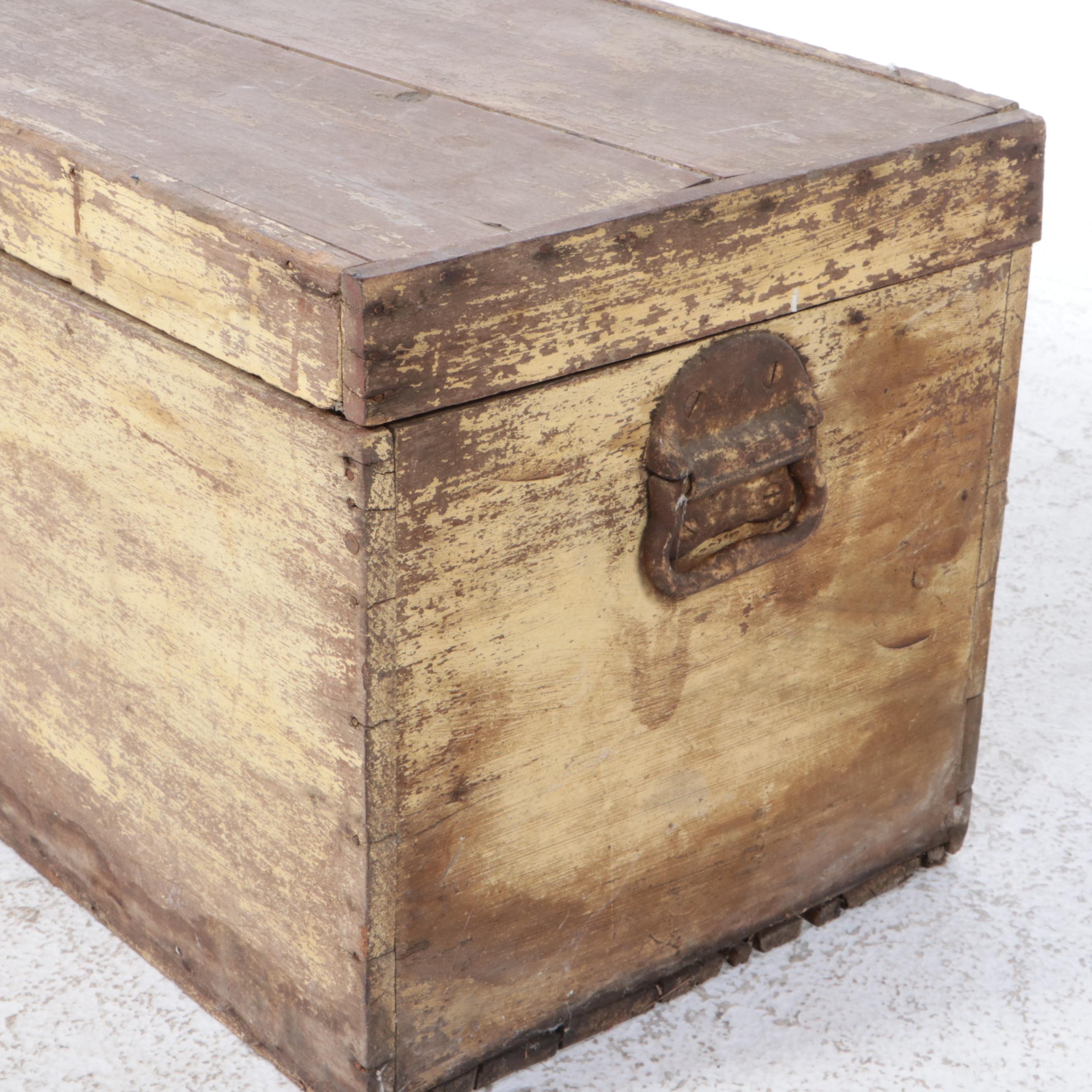American Primitive Buff-Painted Tool Chest, Early 20th Century