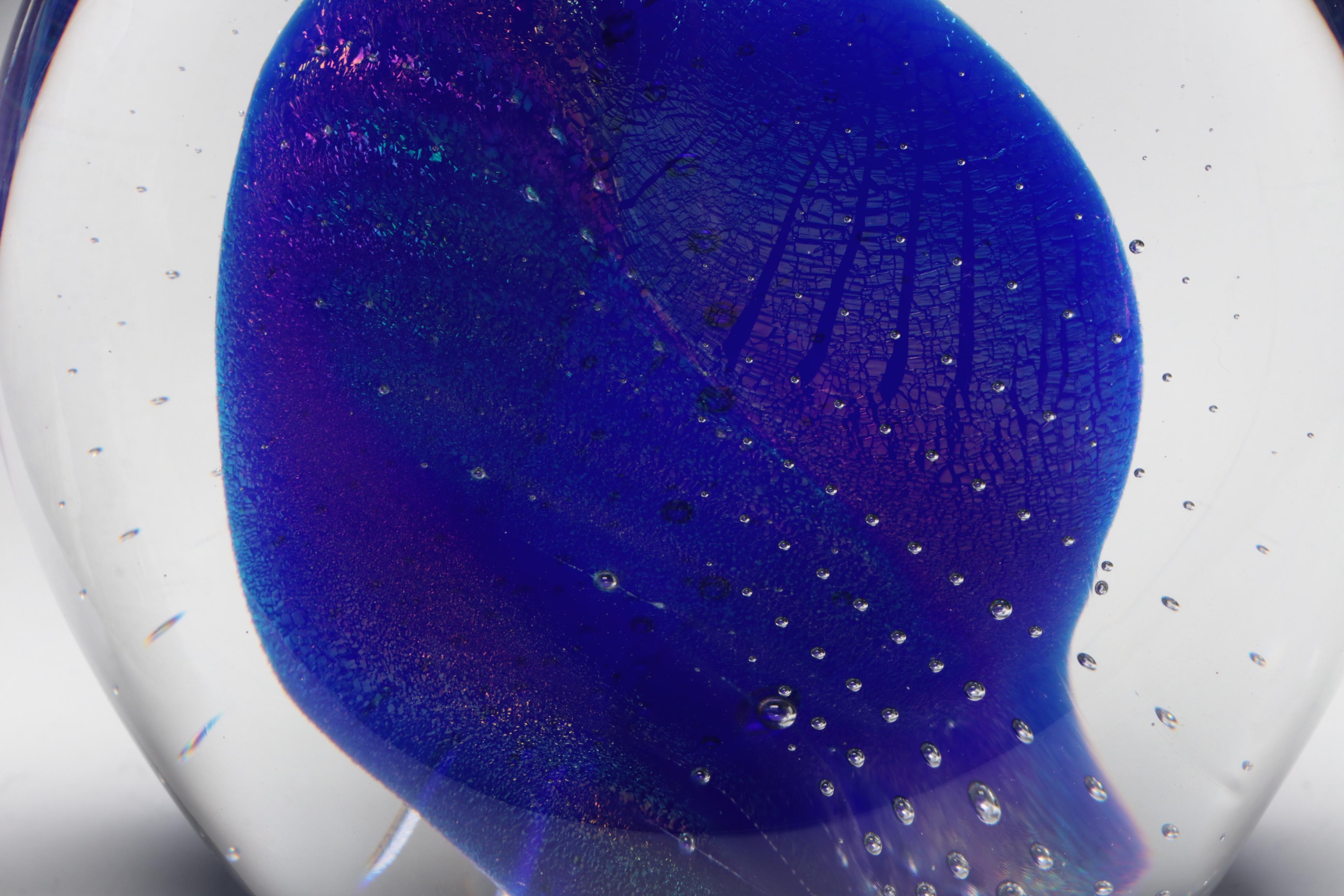 Rollin Karg Blue Studio Art Glass Sculpture Paperweights