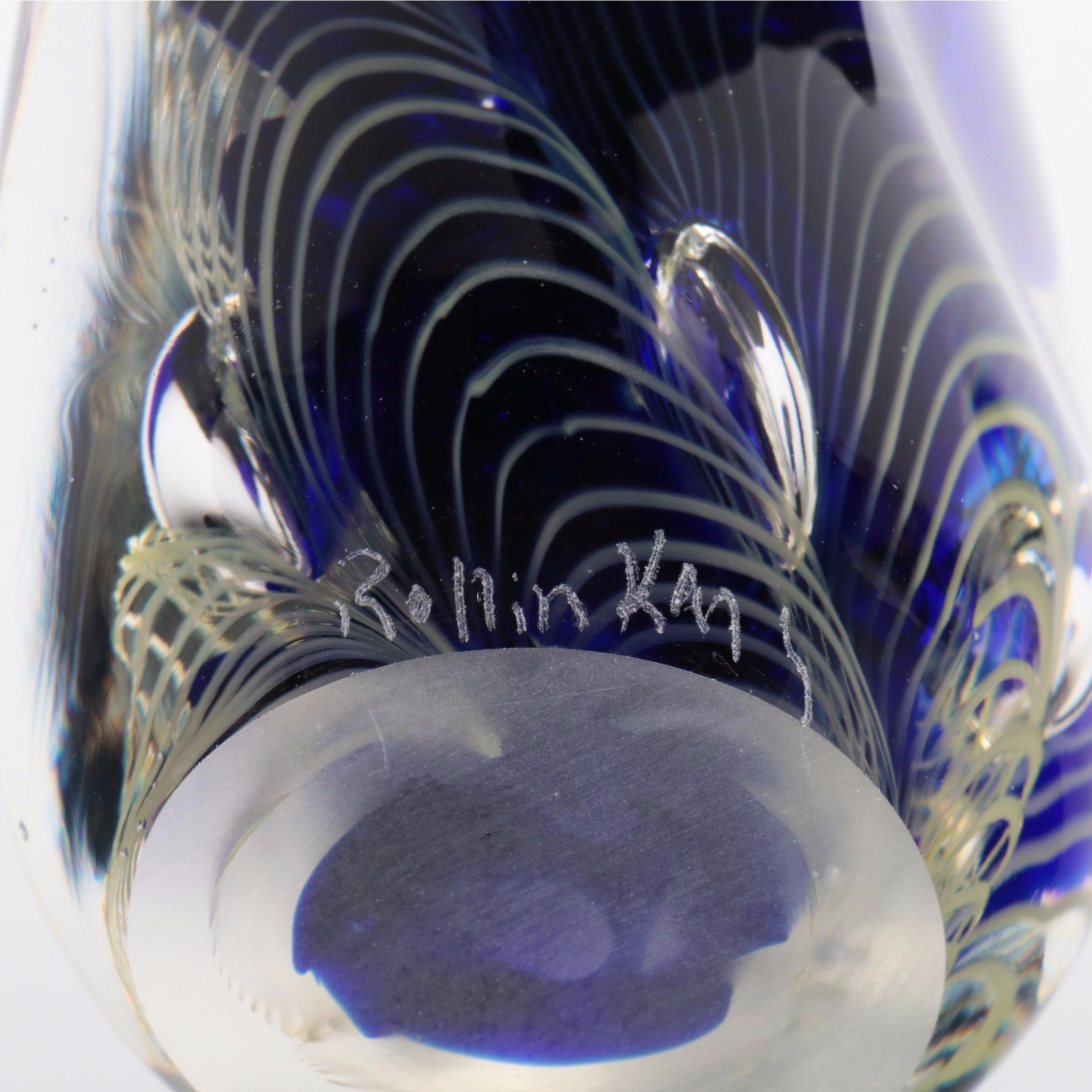 Rollin Karg Blue Studio Art Glass Sculpture Paperweights