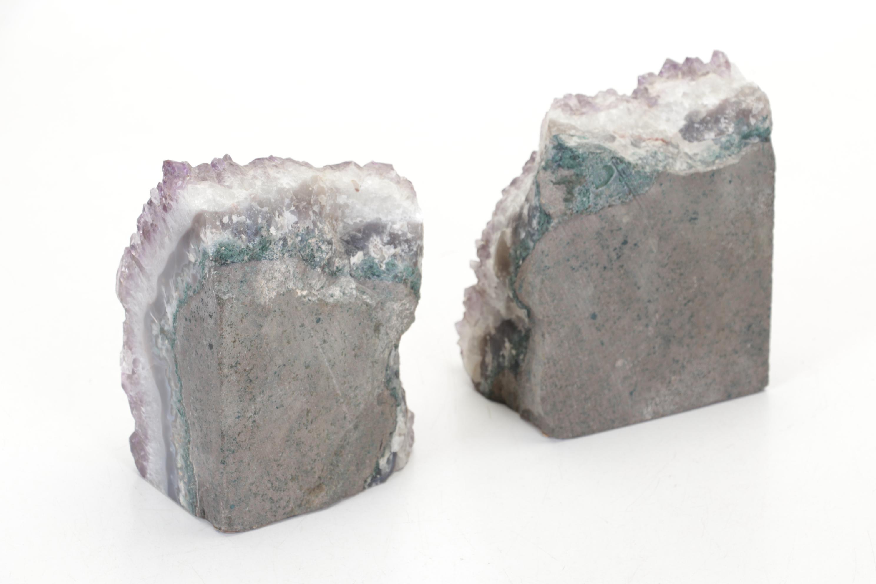 Amethyst Cluster Bookends, Brass and Bone Tool Carrier, and Other Office Decor