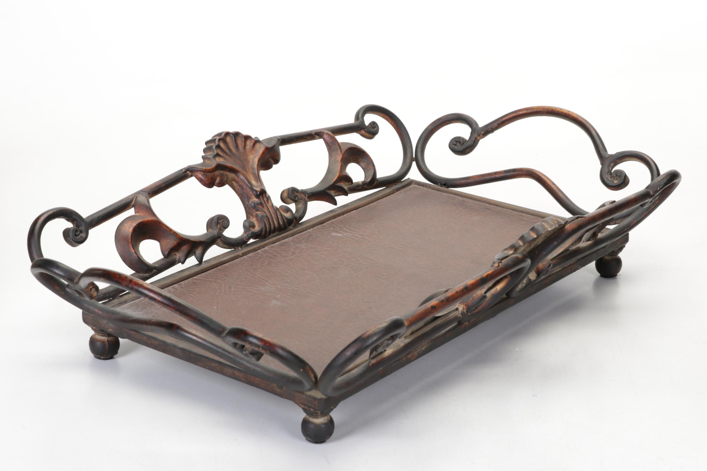 Amethyst Cluster Bookends, Brass and Bone Tool Carrier, and Other Office Decor