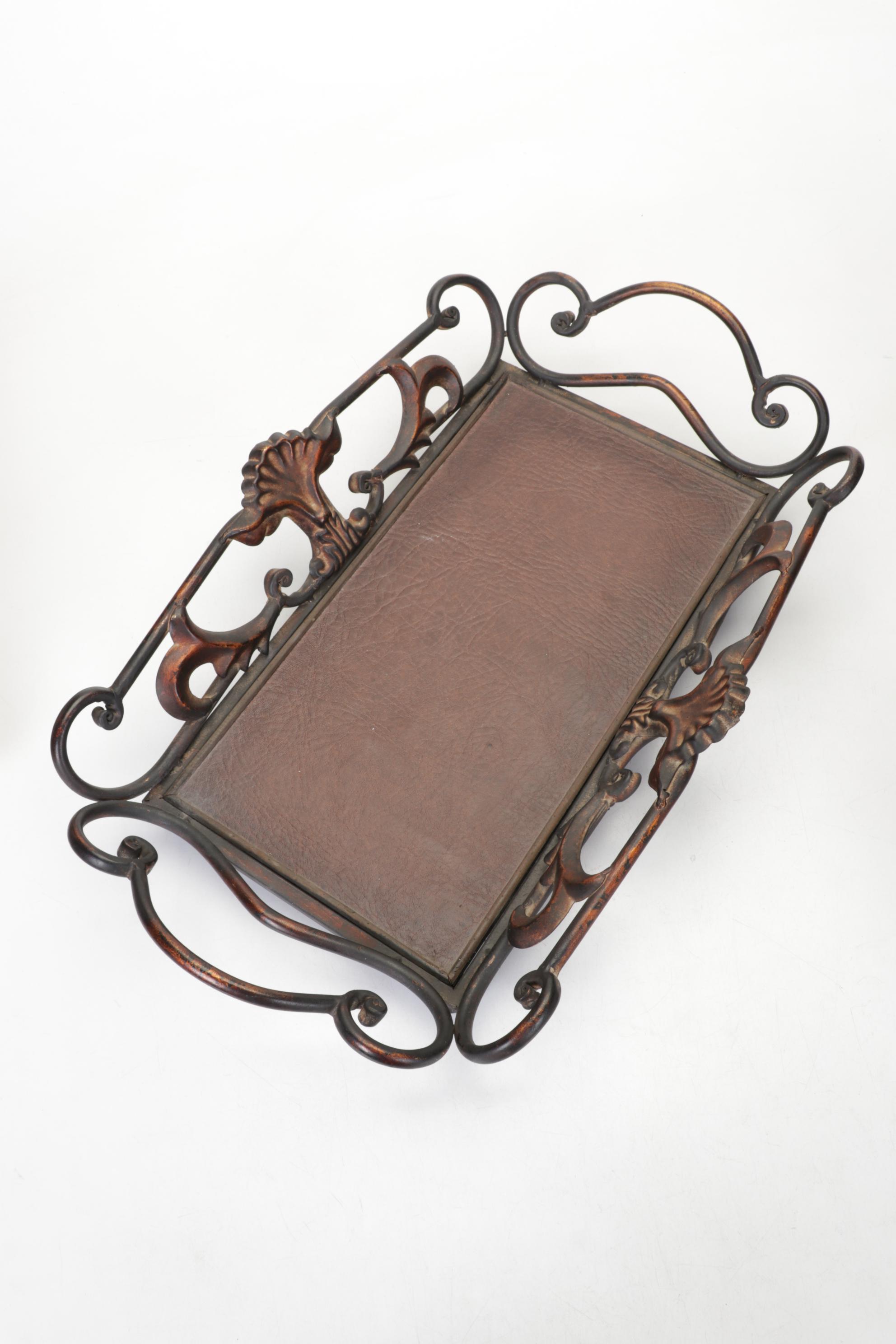 Amethyst Cluster Bookends, Brass and Bone Tool Carrier, and Other