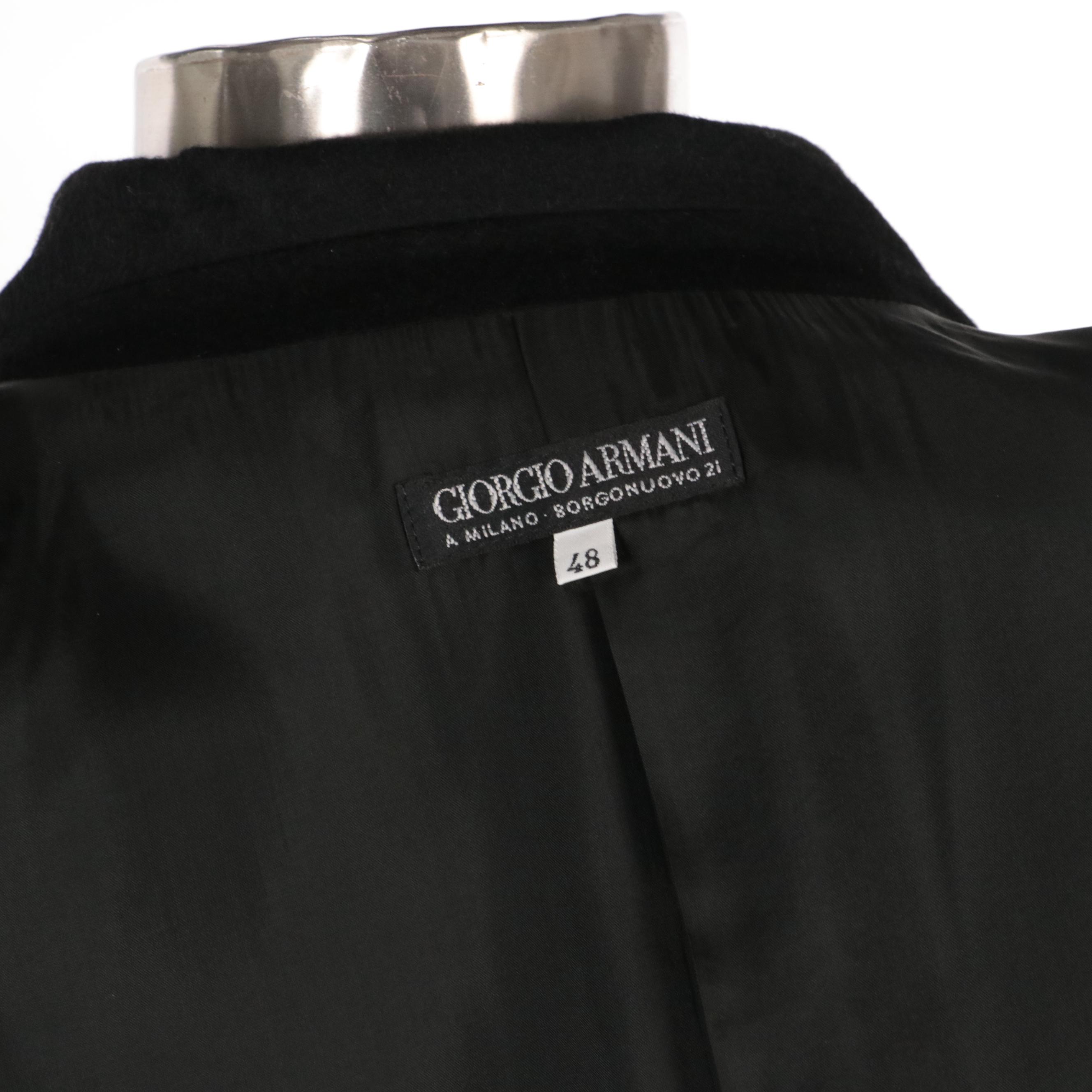 Giorgio Armani Black Cashmere Double Breasted Blazer