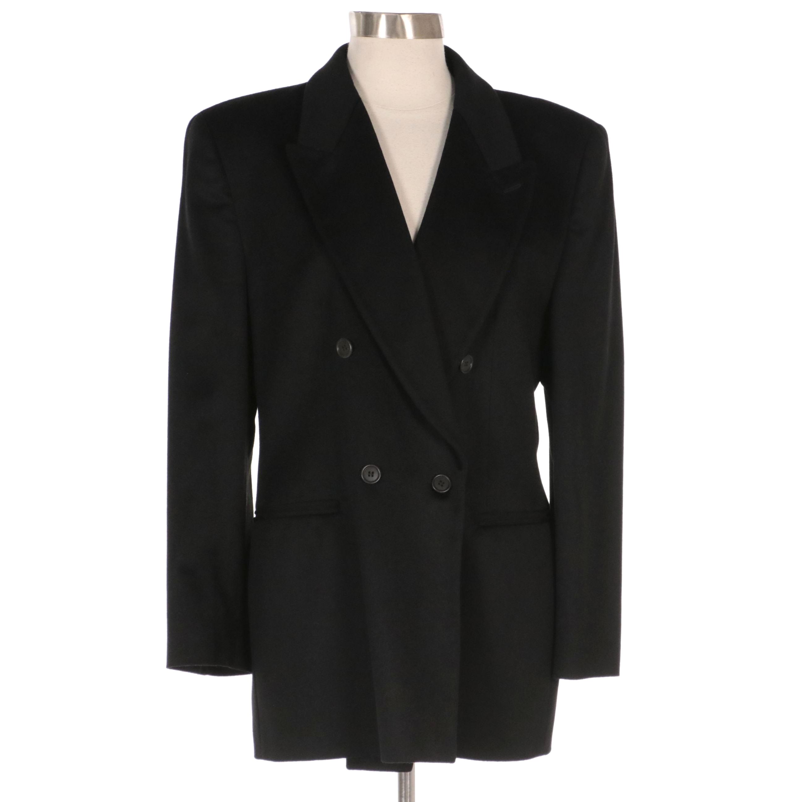 Giorgio Armani Black Cashmere Double Breasted Blazer